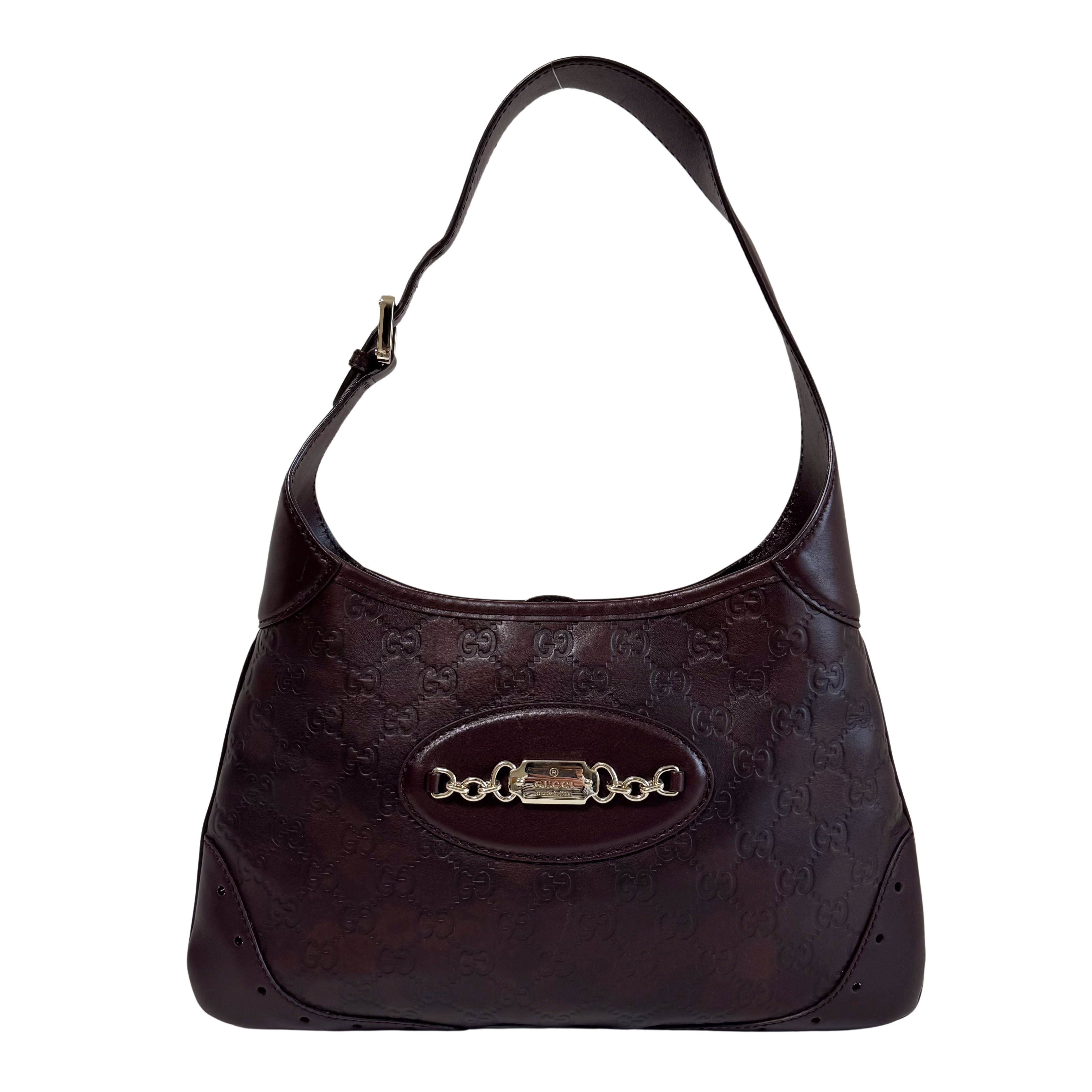 Guccisima Brown Leather Horsebit Jackie Shoulder Bag