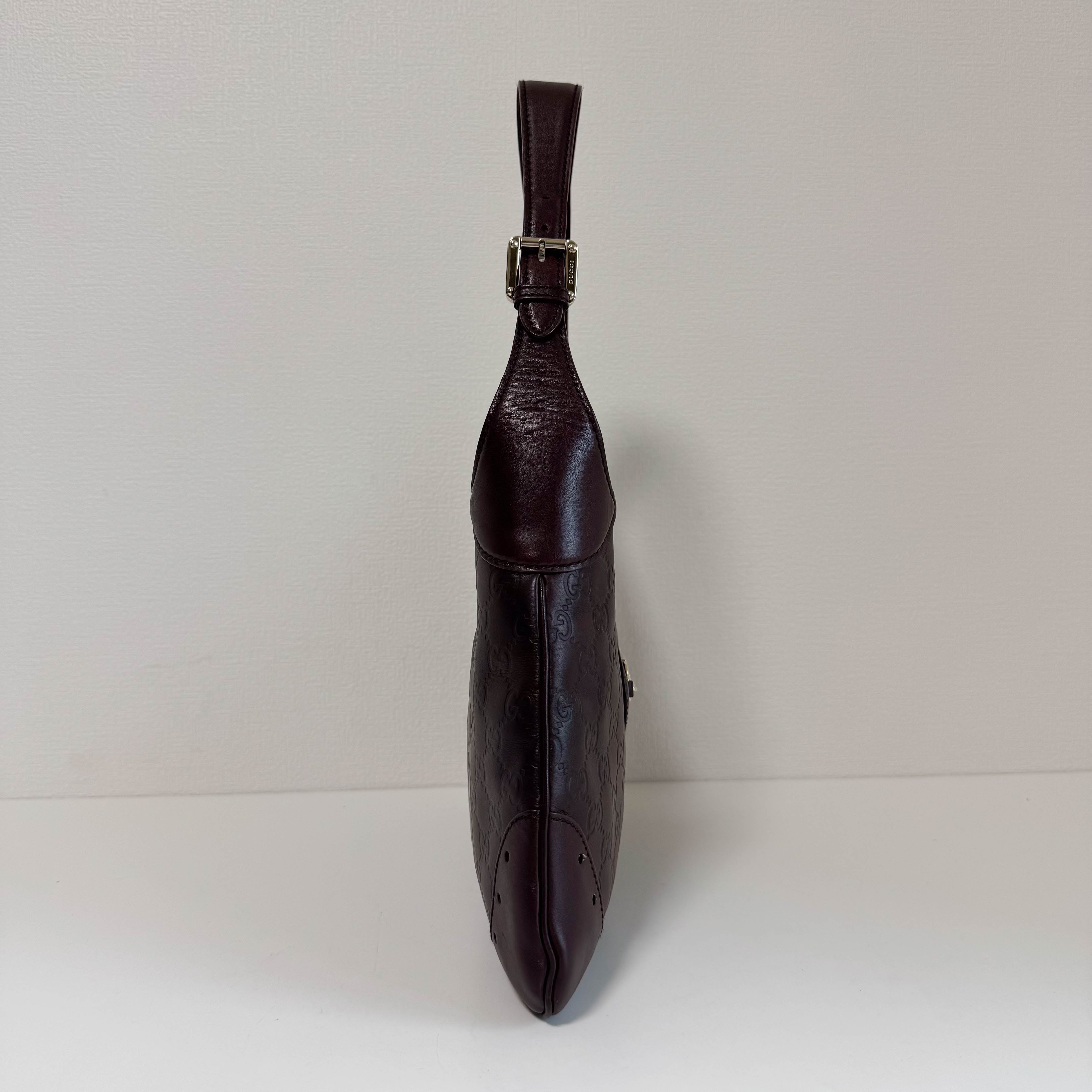 Guccisima Brown Leather Horsebit Jackie Shoulder Bag