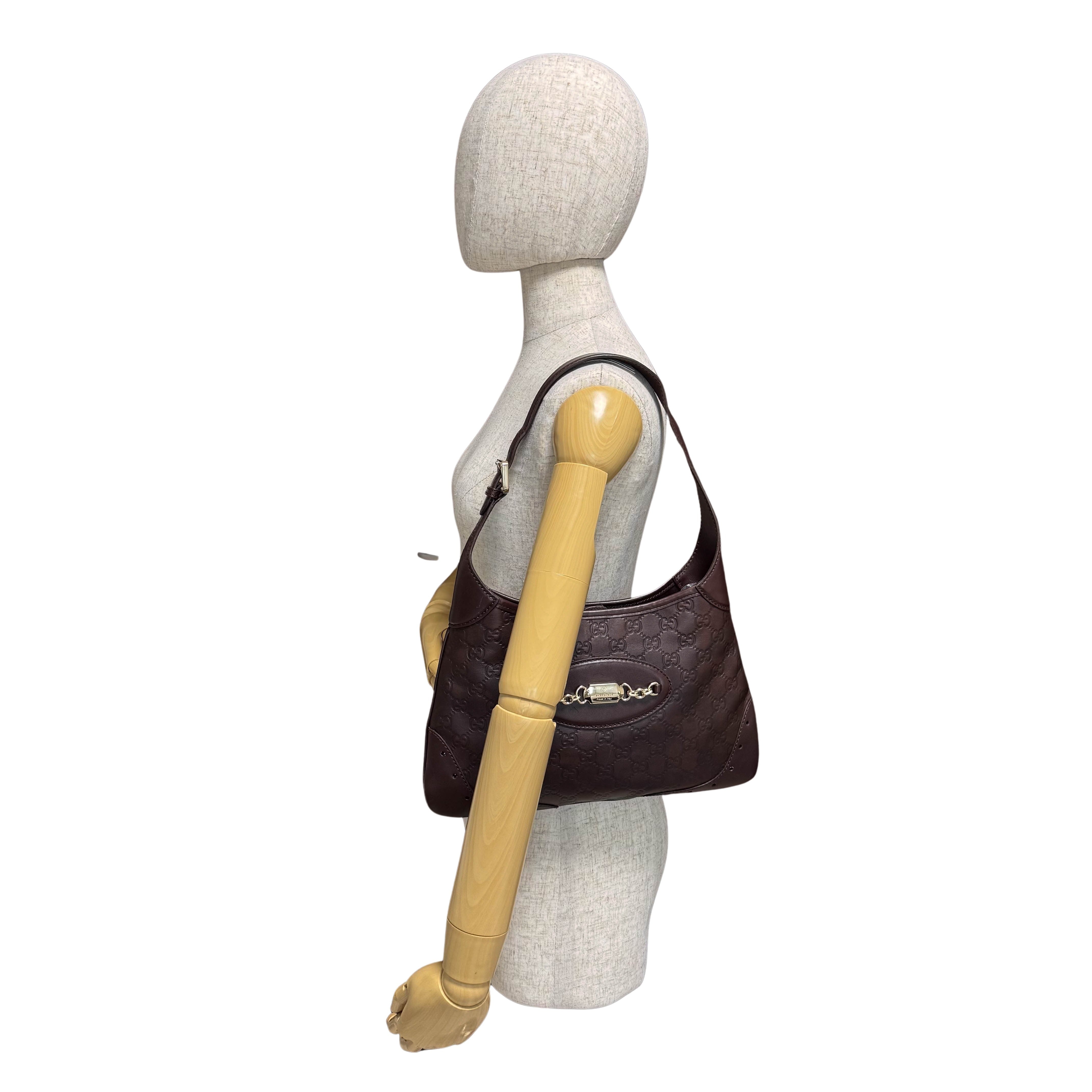 Guccisima Brown Leather Horsebit Jackie Shoulder Bag