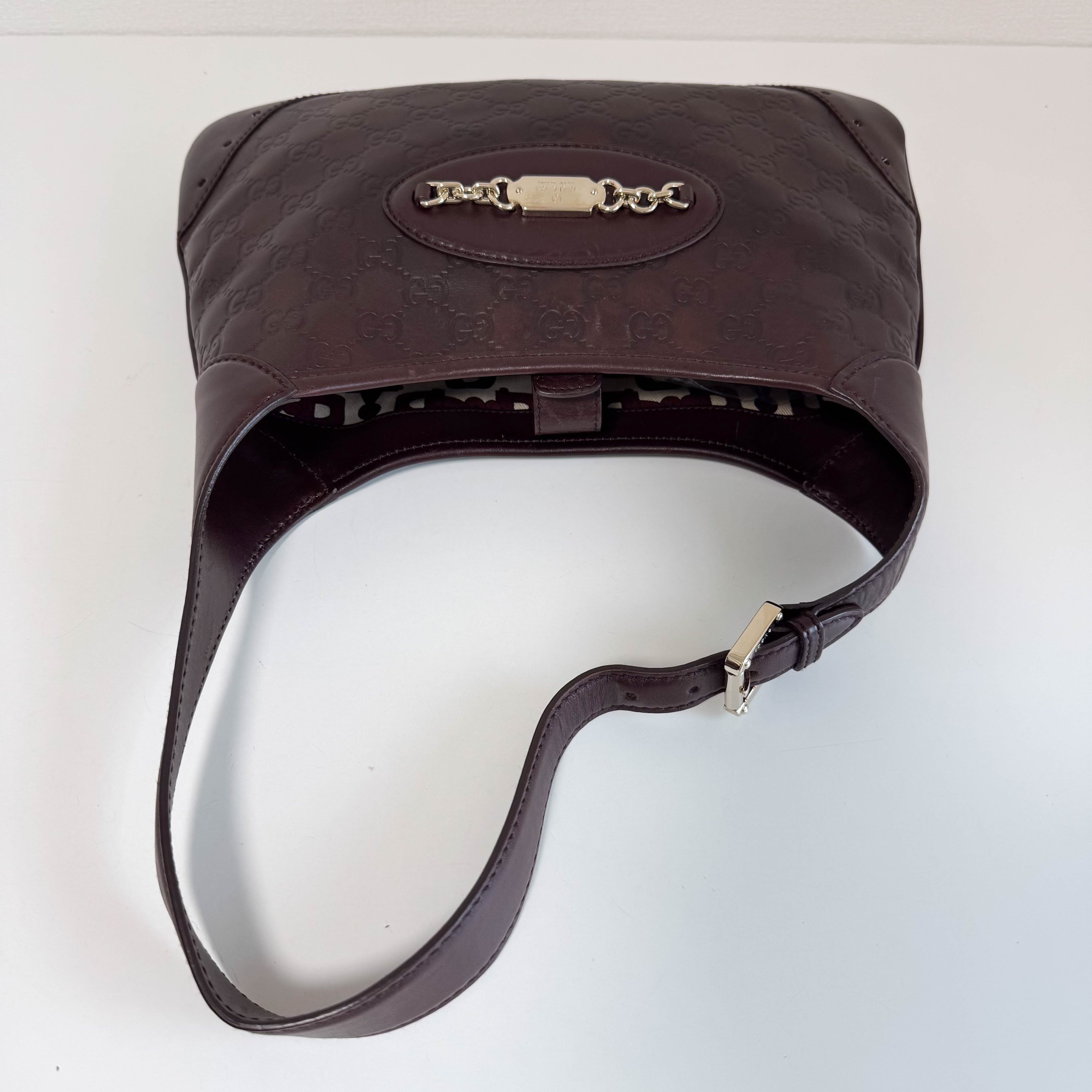 Guccisima Brown Leather Horsebit Jackie Shoulder Bag
