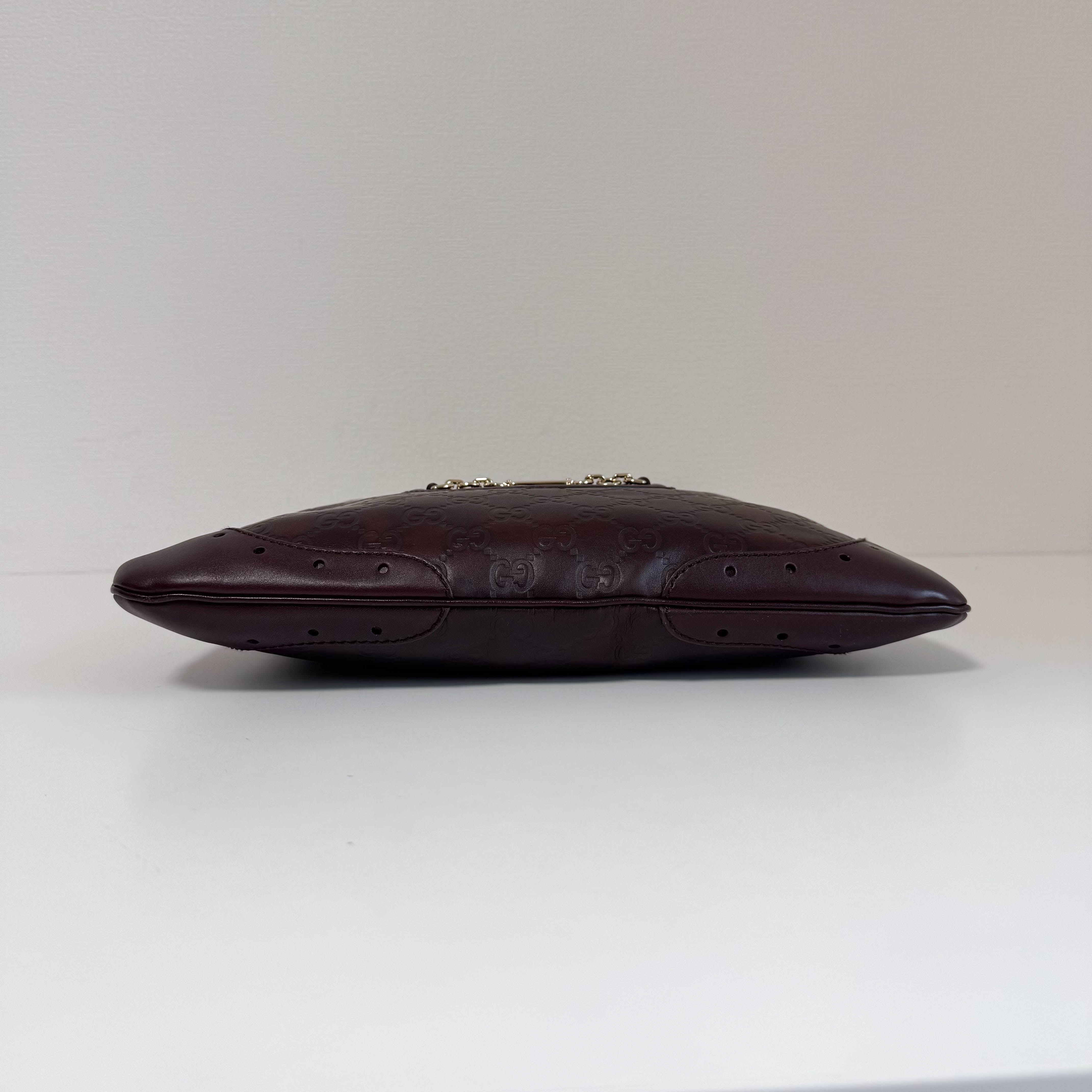 Guccisima Brown Leather Horsebit Jackie Shoulder Bag