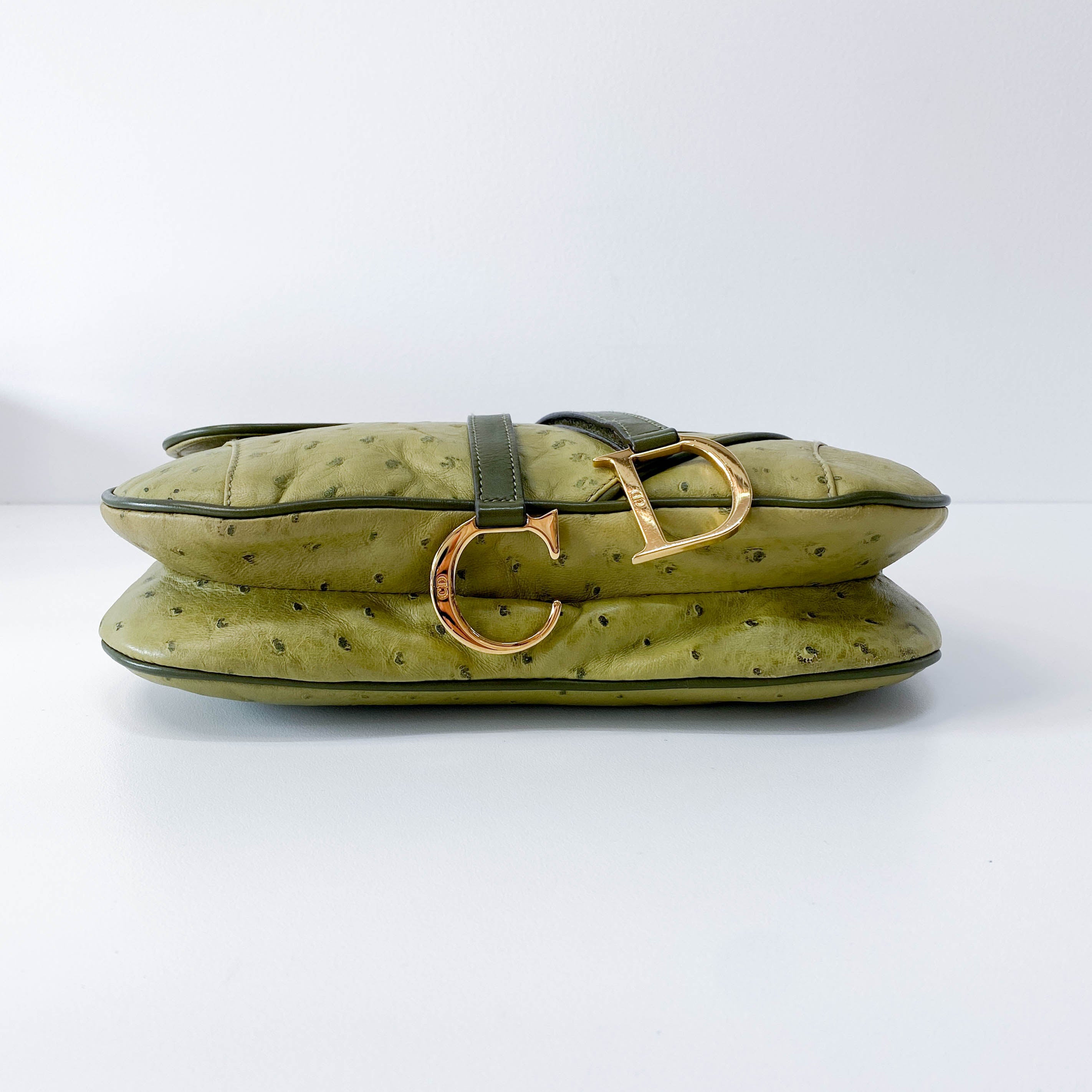 Double Saddle Green Leather Bag