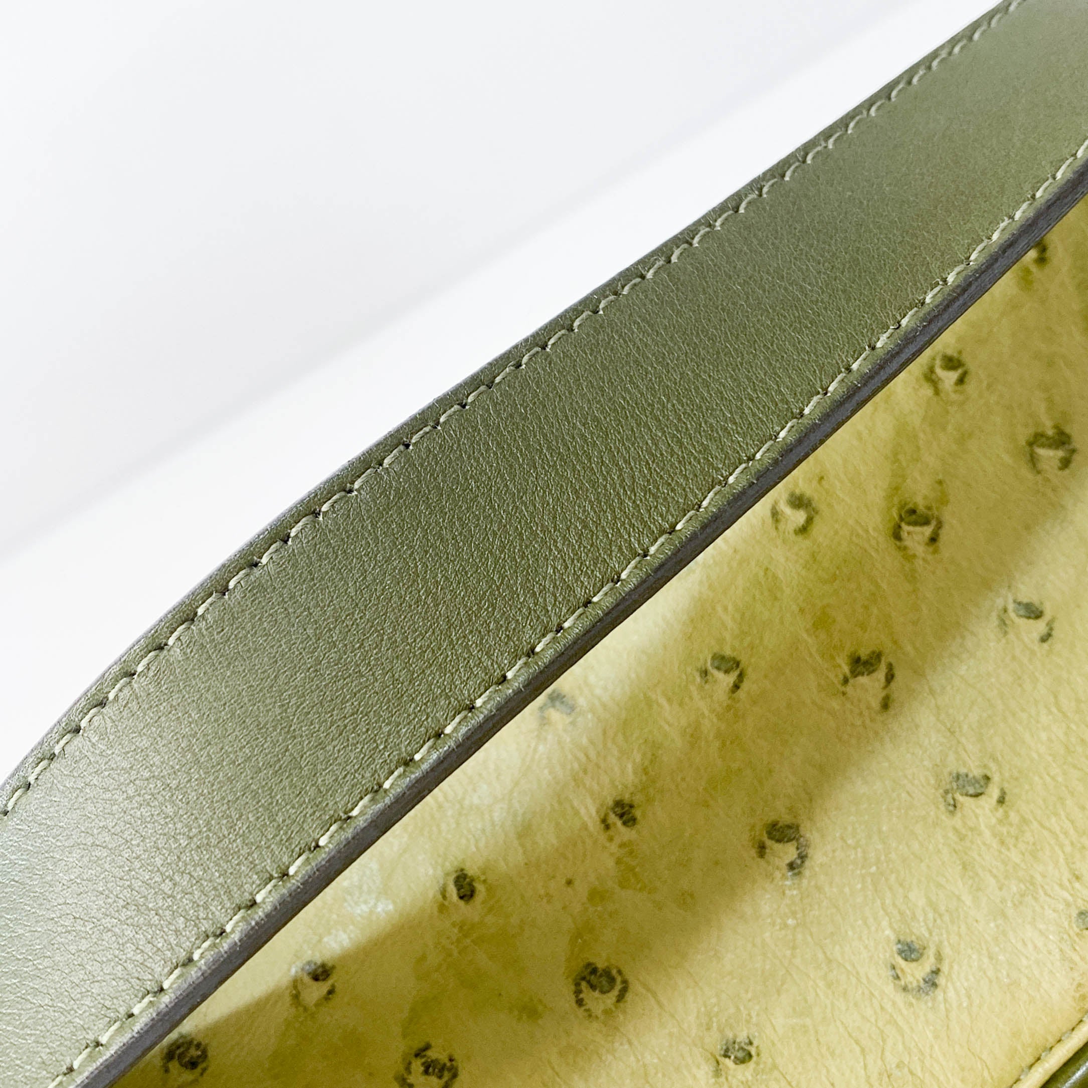 Double Saddle Green Leather Bag