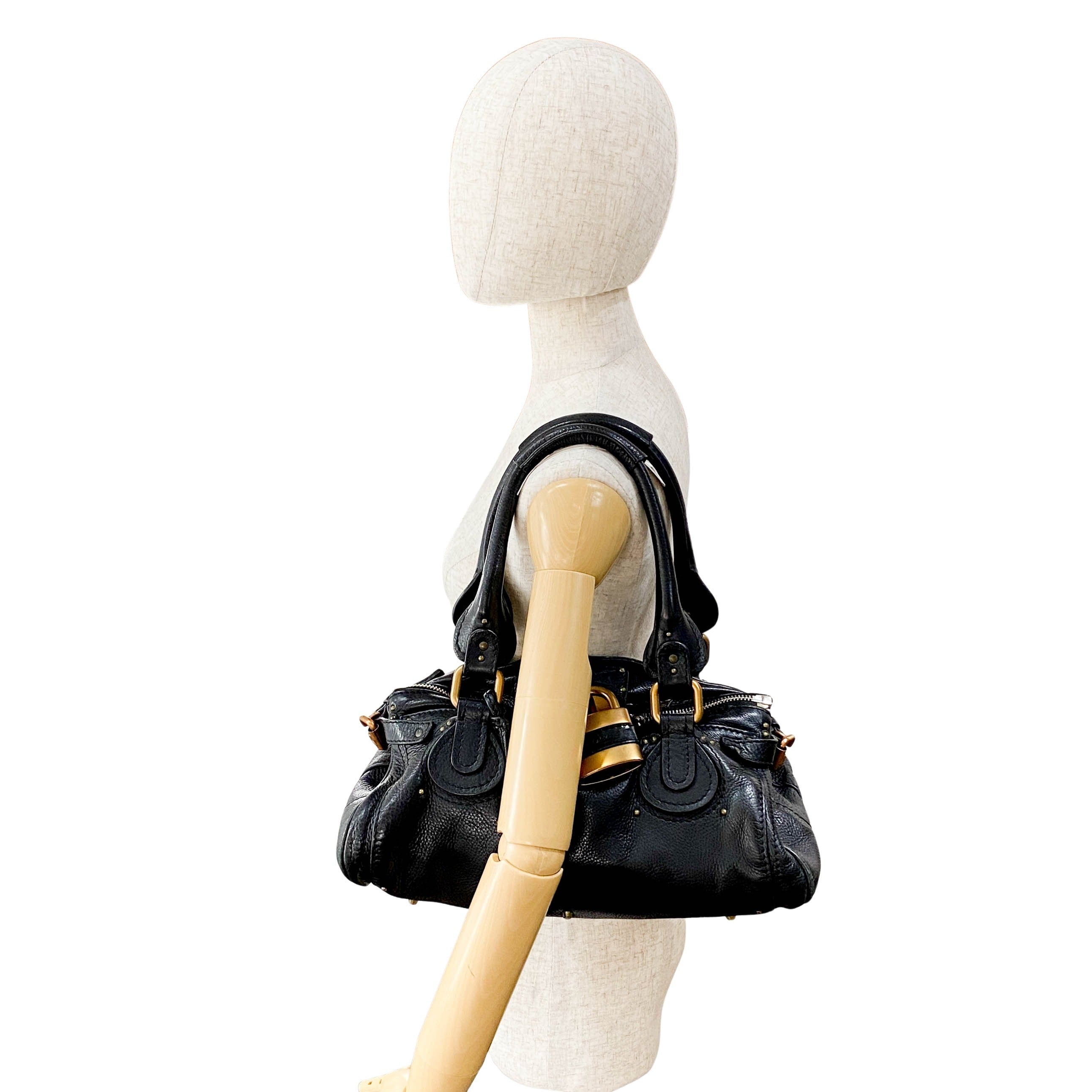 Paddington Black Leather Shoulder Bag