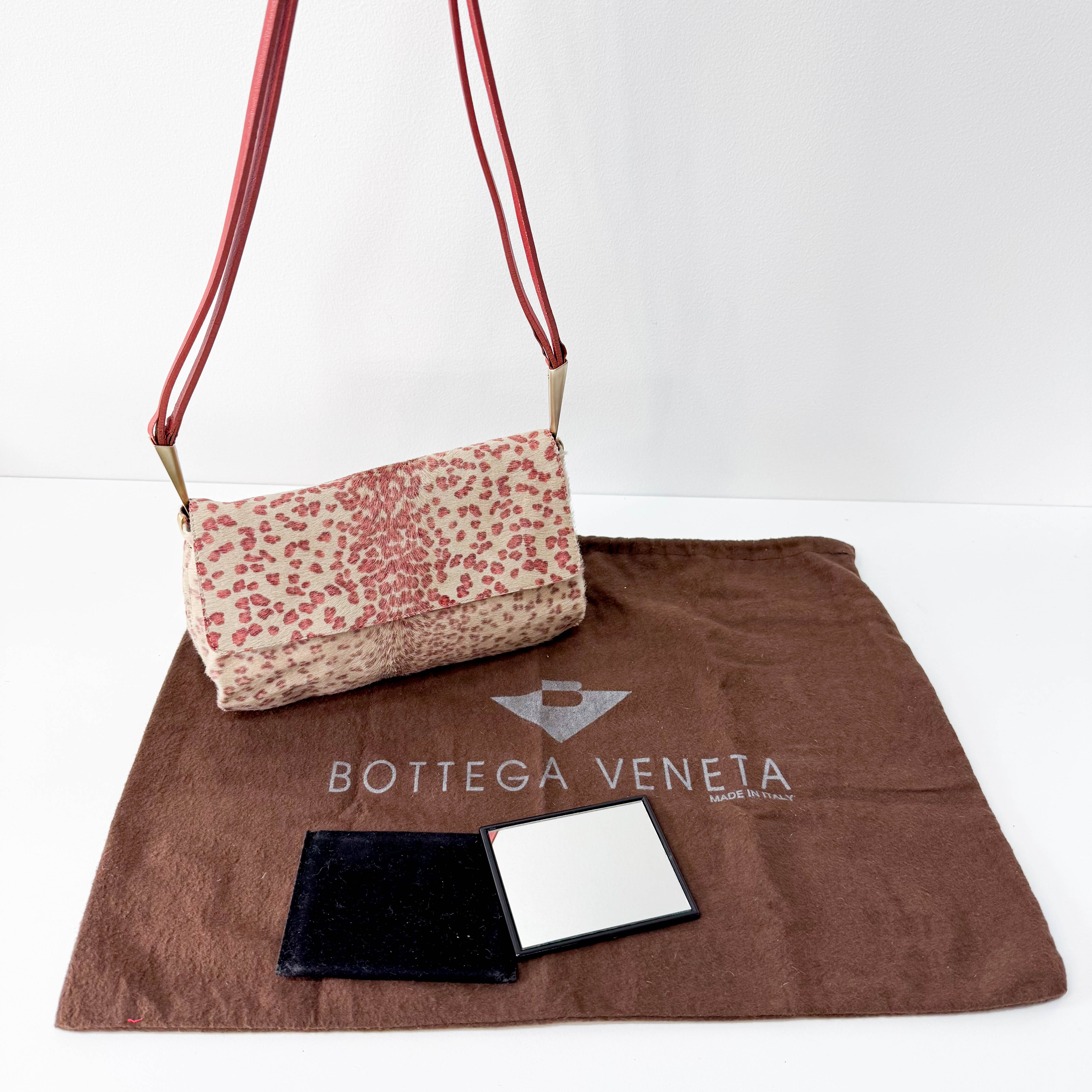 Pink Leopard Print Pony Hair Shoulder Bag