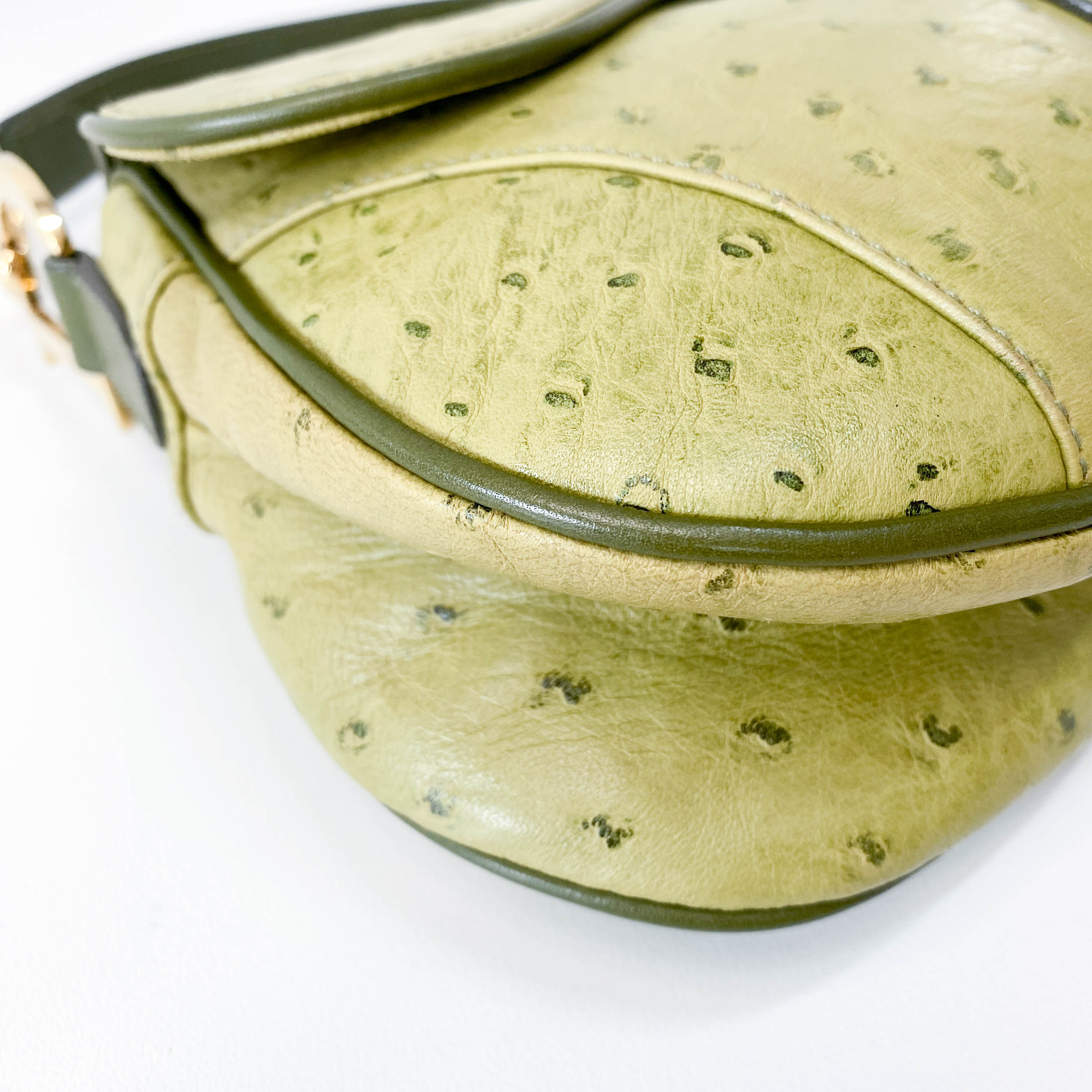 Double Saddle Green Leather Bag