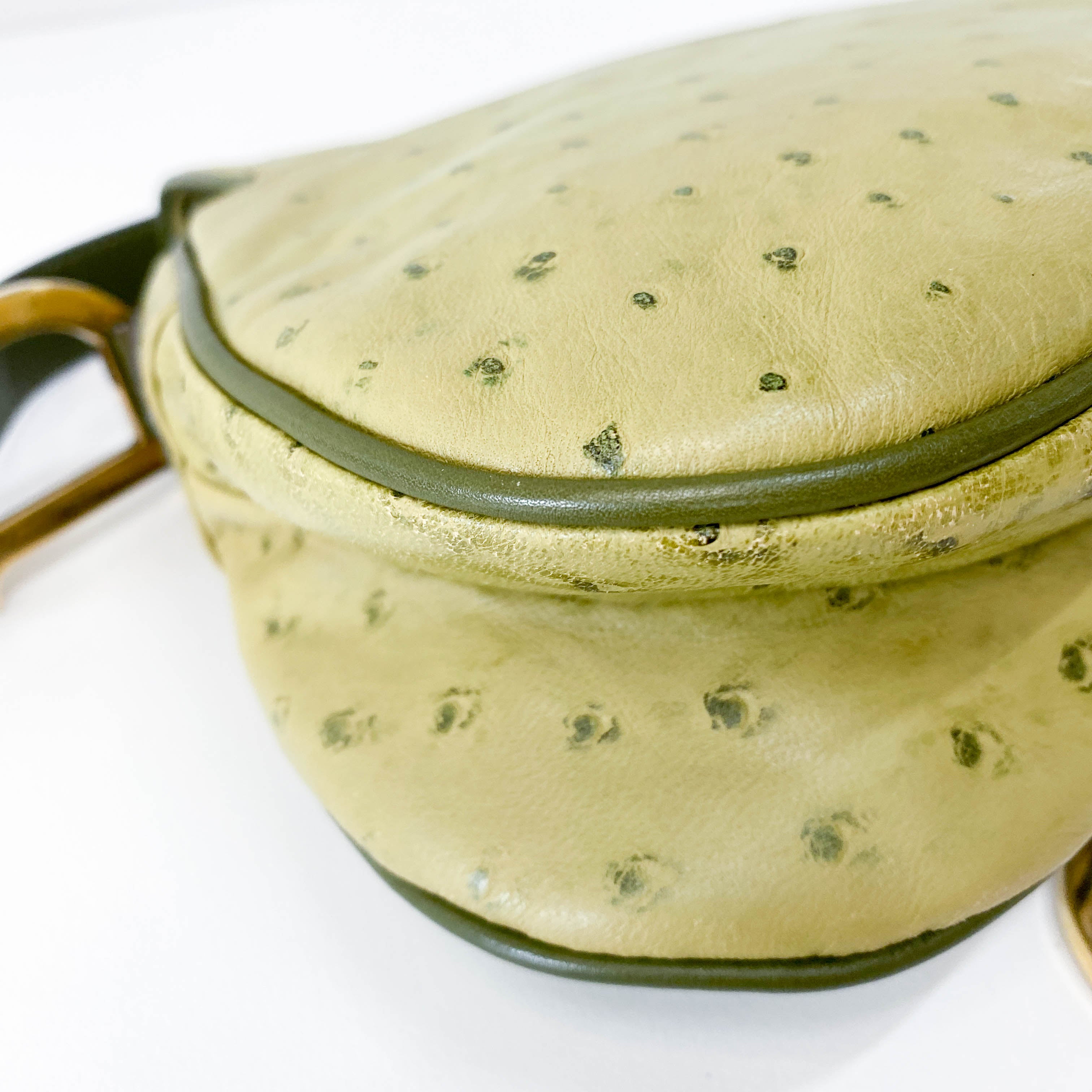 Double Saddle Green Leather Bag