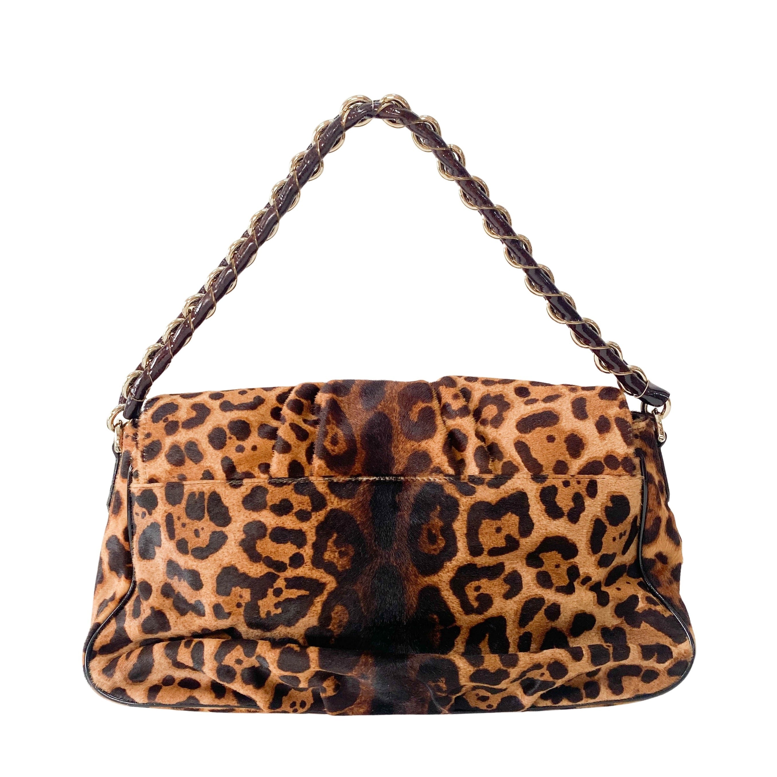 Mamma Baguette Leopard Print Pony Hair Shoulder Bag