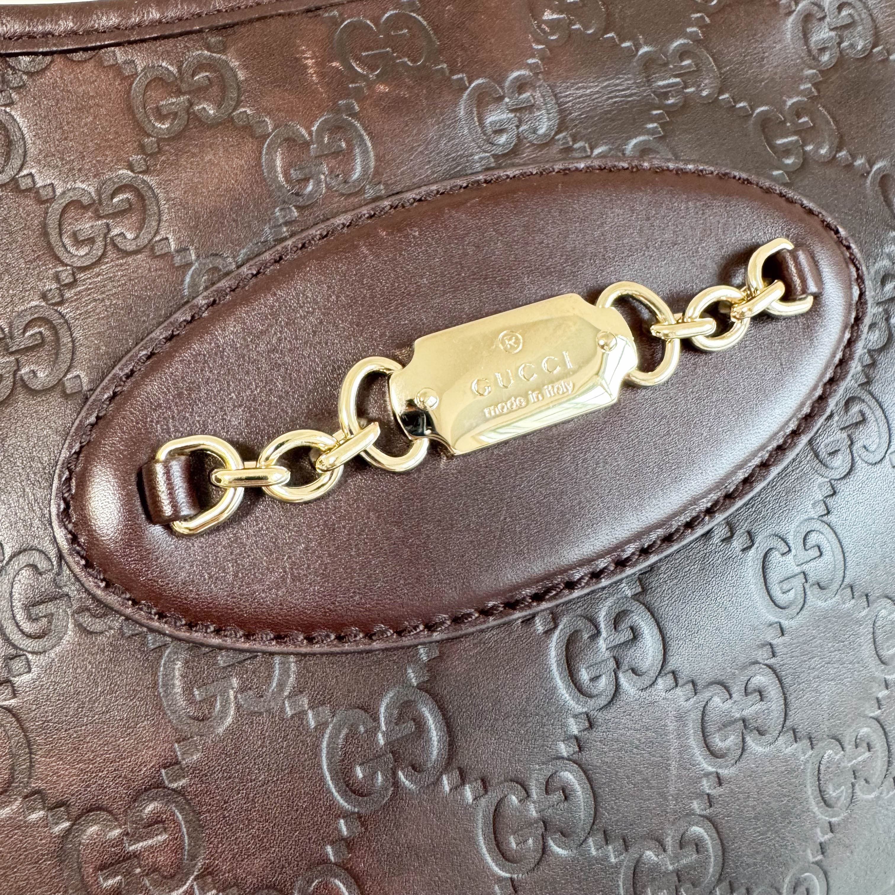 Guccisima Brown Leather Horsebit Jackie Shoulder Bag