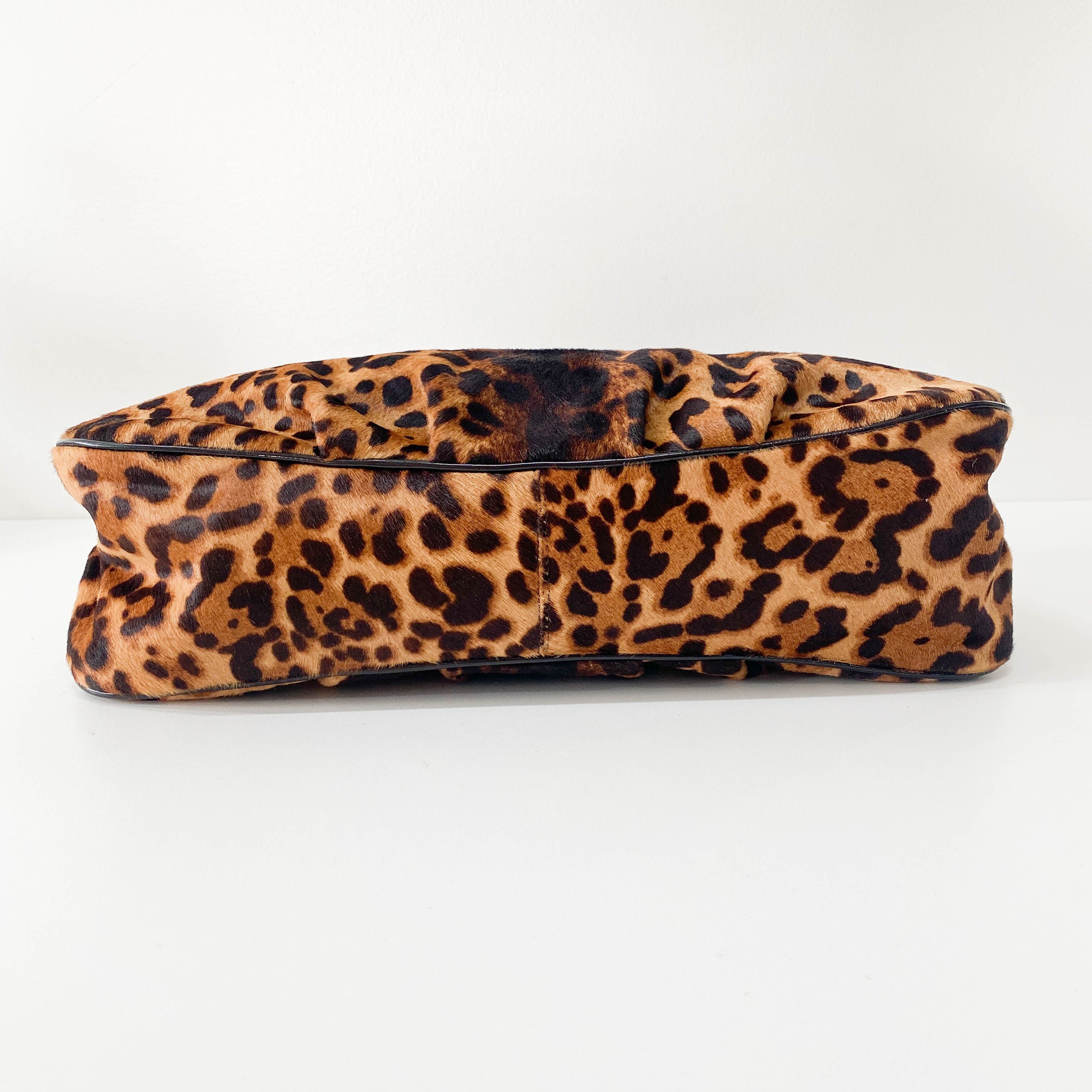 Mamma Baguette Leopard Print Pony Hair Shoulder Bag