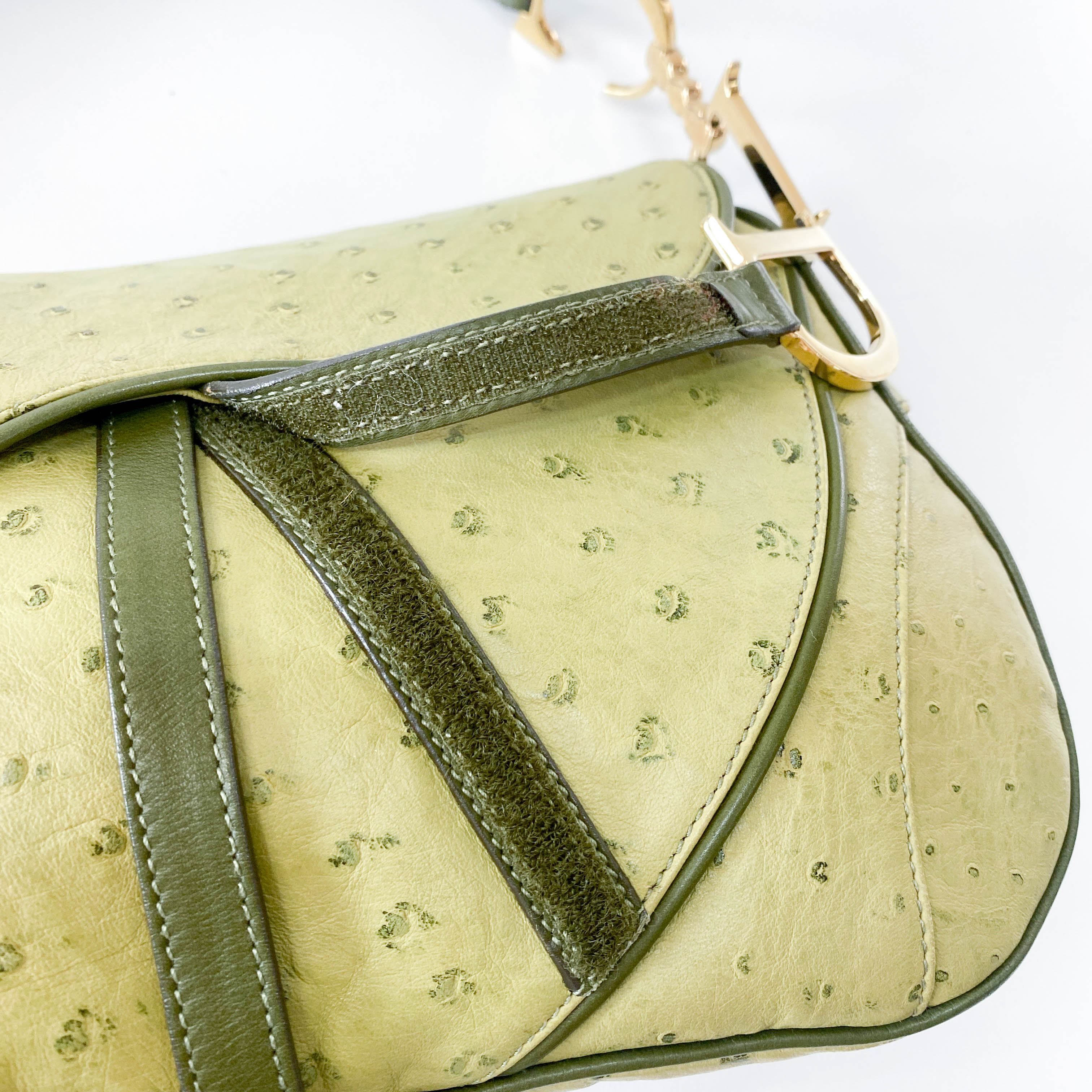 Double Saddle Green Leather Bag