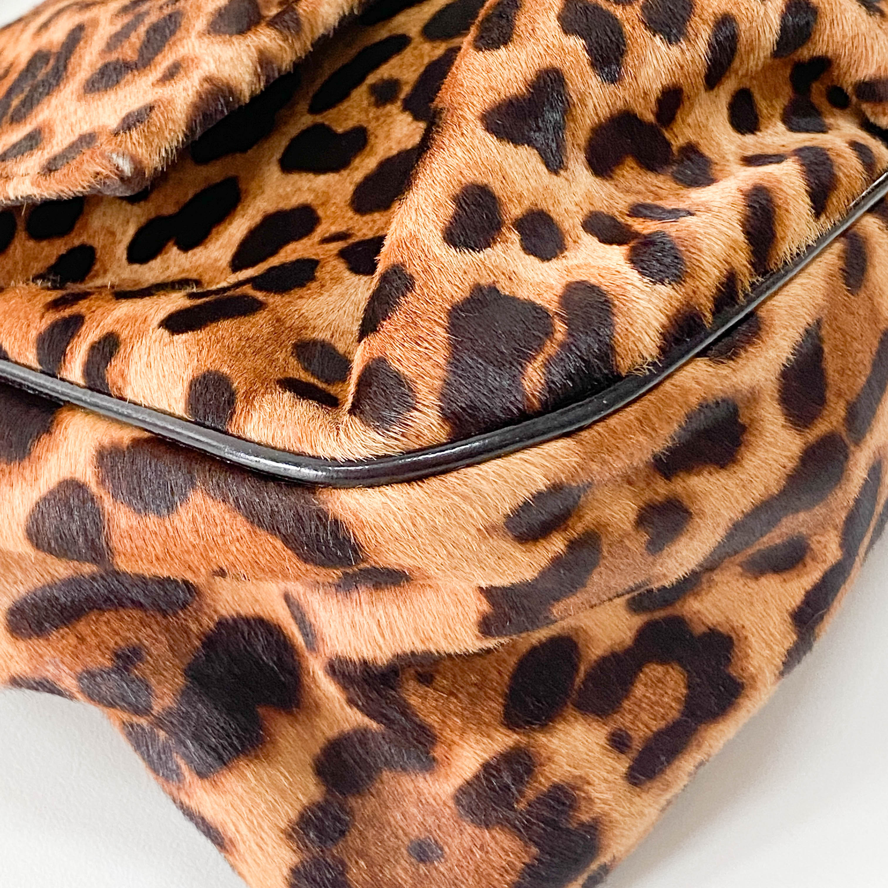 Mamma Baguette Leopard Print Pony Hair Shoulder Bag