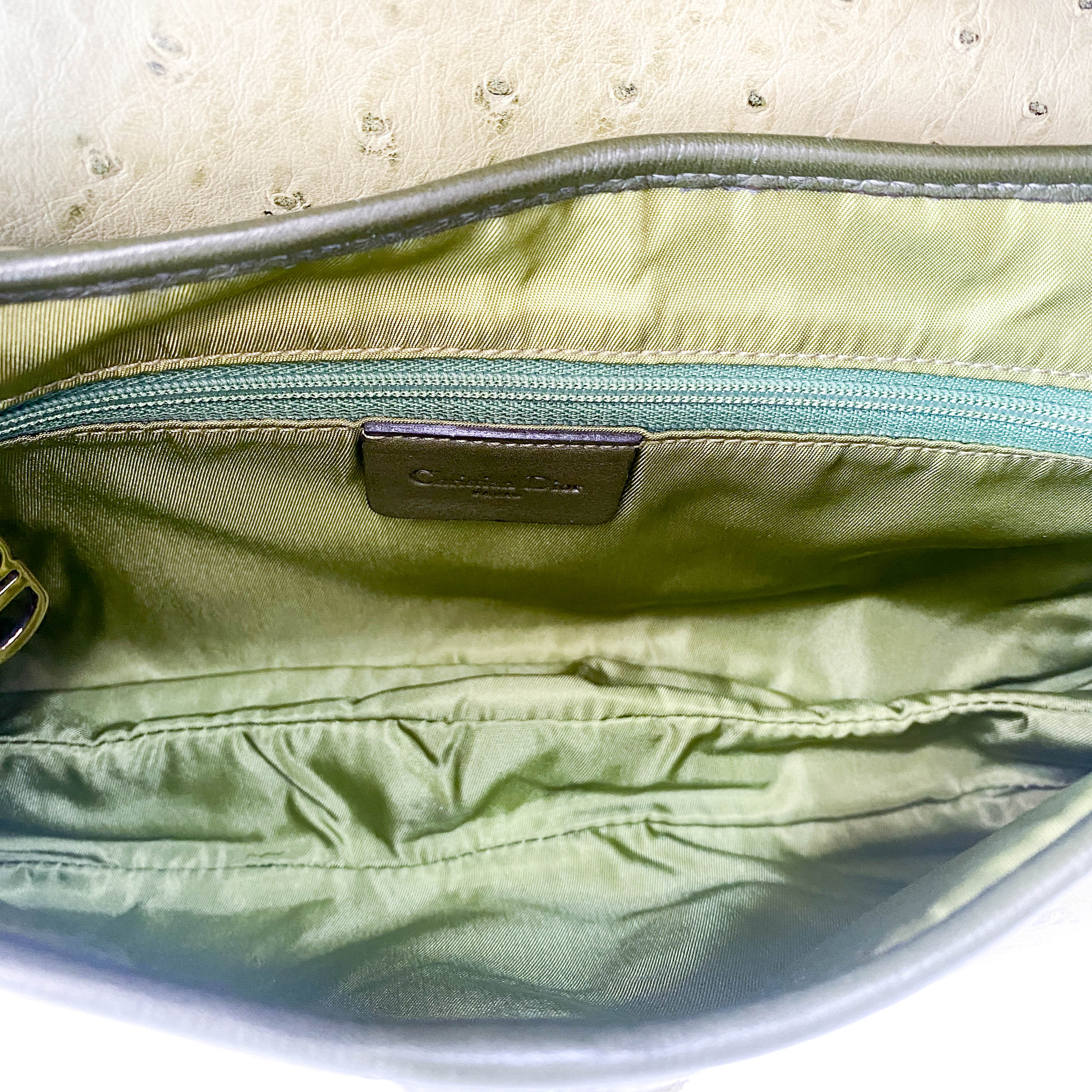 Double Saddle Green Leather Bag