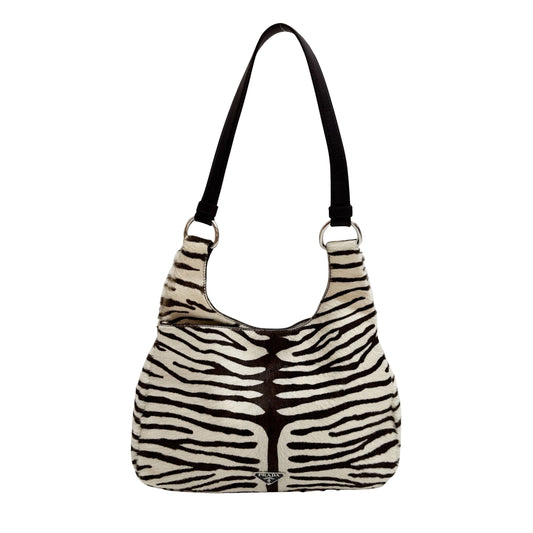 Zebra Print Pony Hair Shoulder Bag