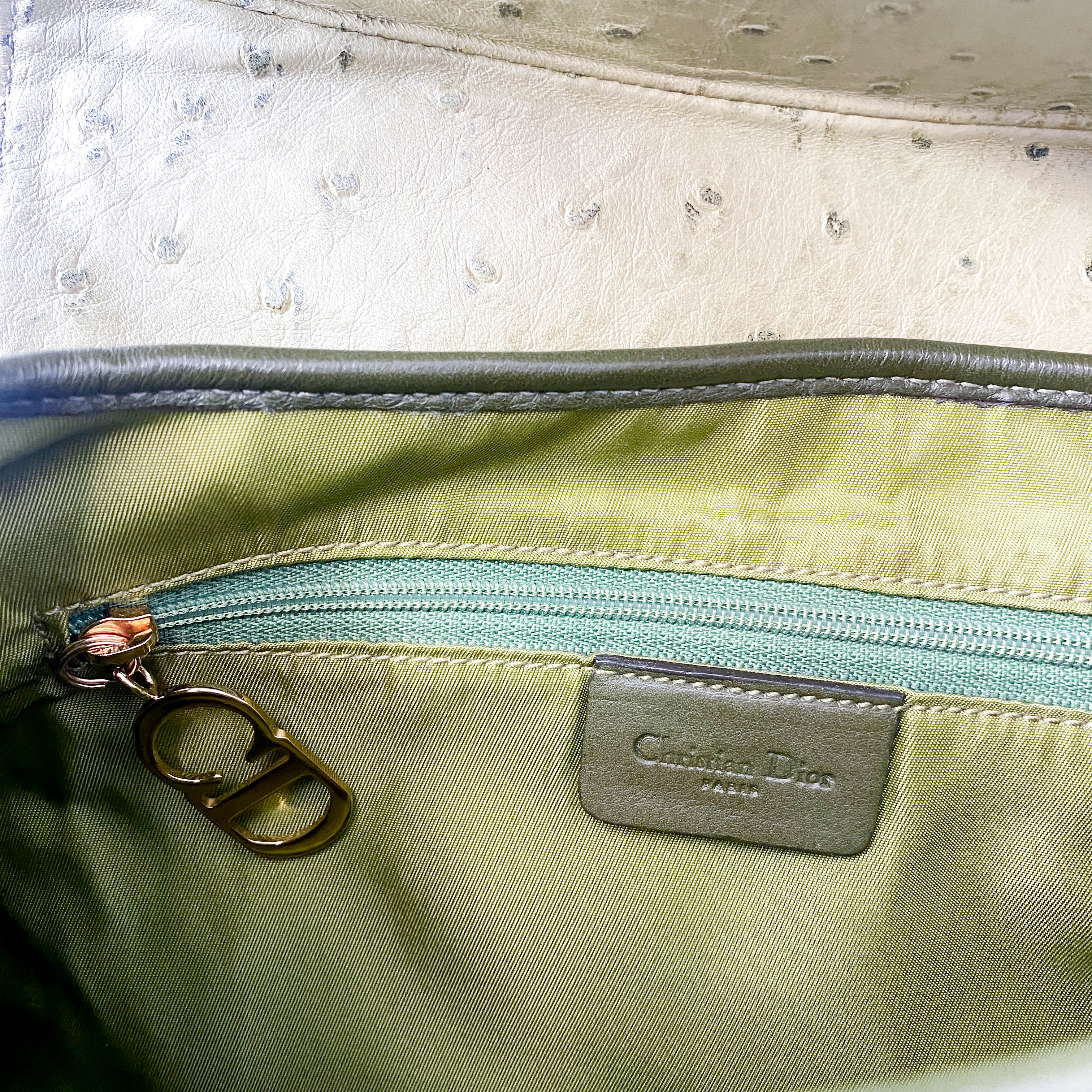 Double Saddle Green Leather Bag