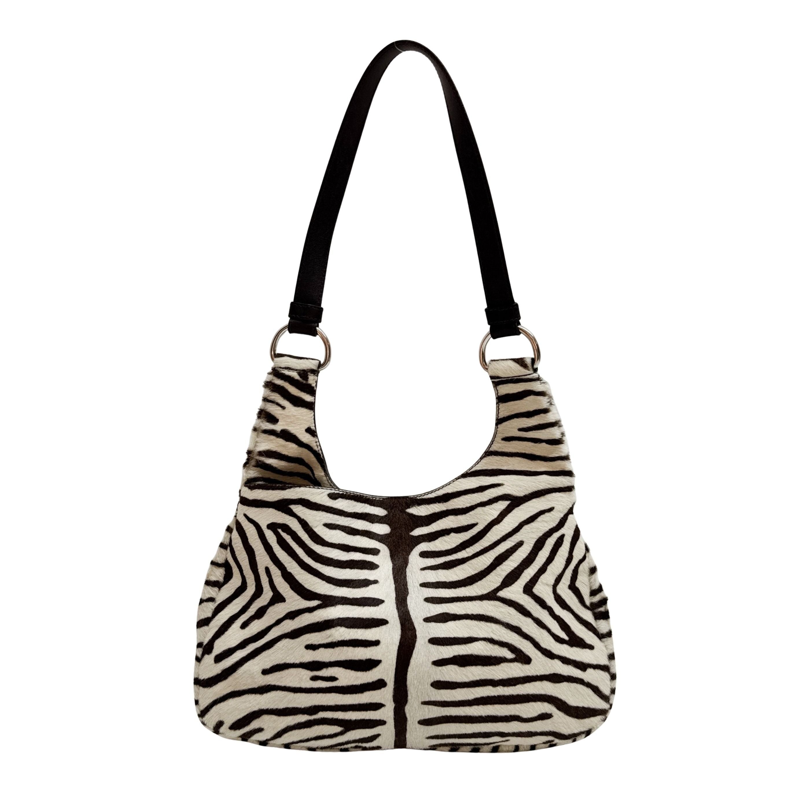 Zebra Print Pony Hair Shoulder Bag