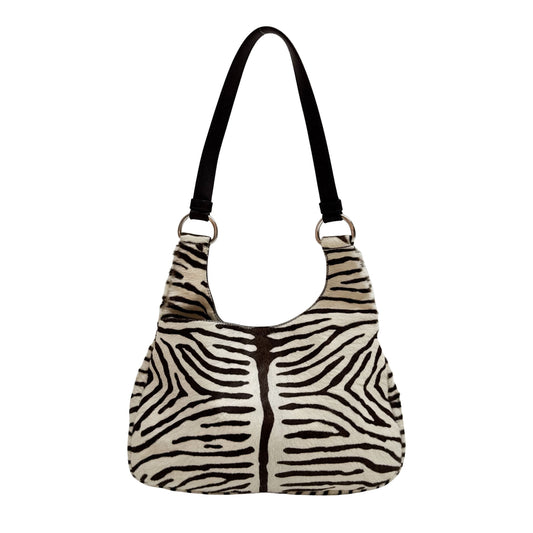 Zebra Print Pony Hair Shoulder Bag