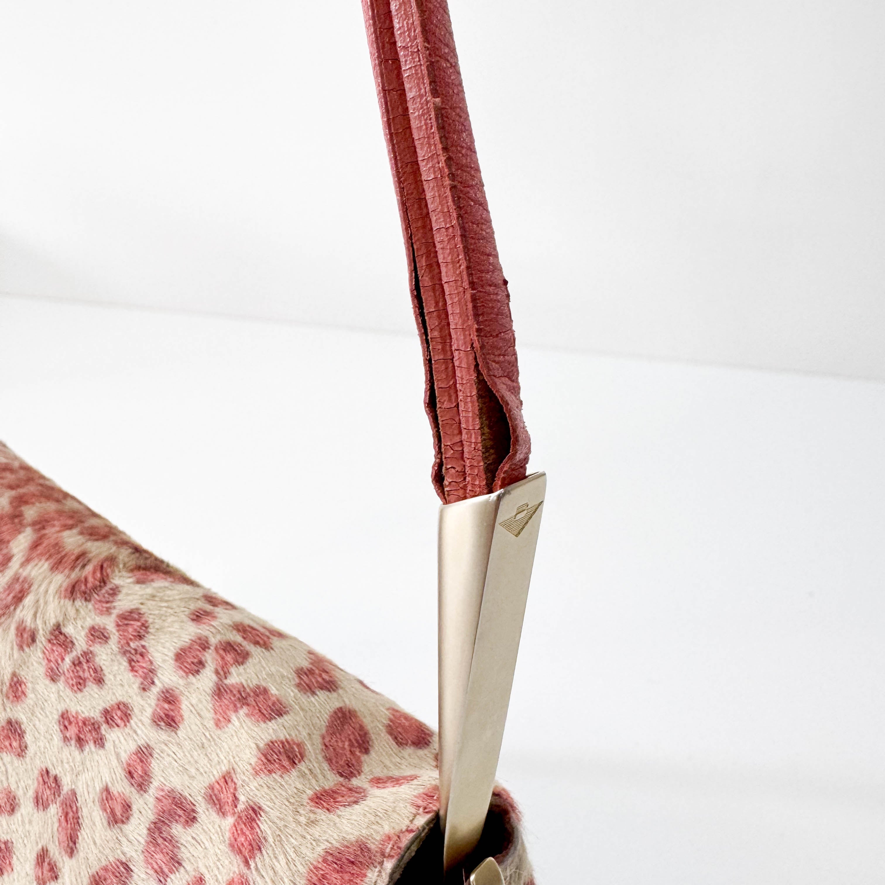 Pink Leopard Print Pony Hair Shoulder Bag