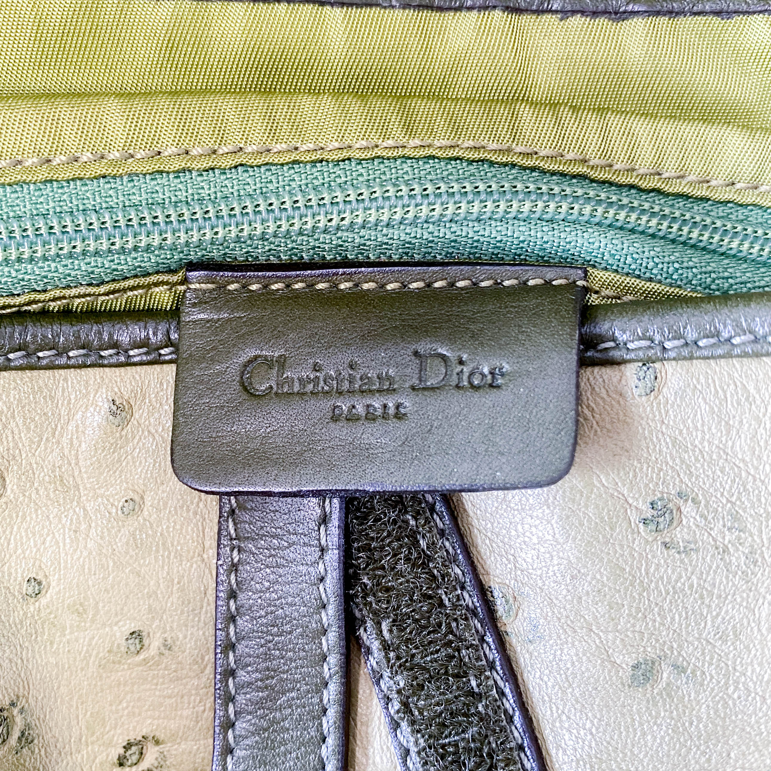Double Saddle Green Leather Bag
