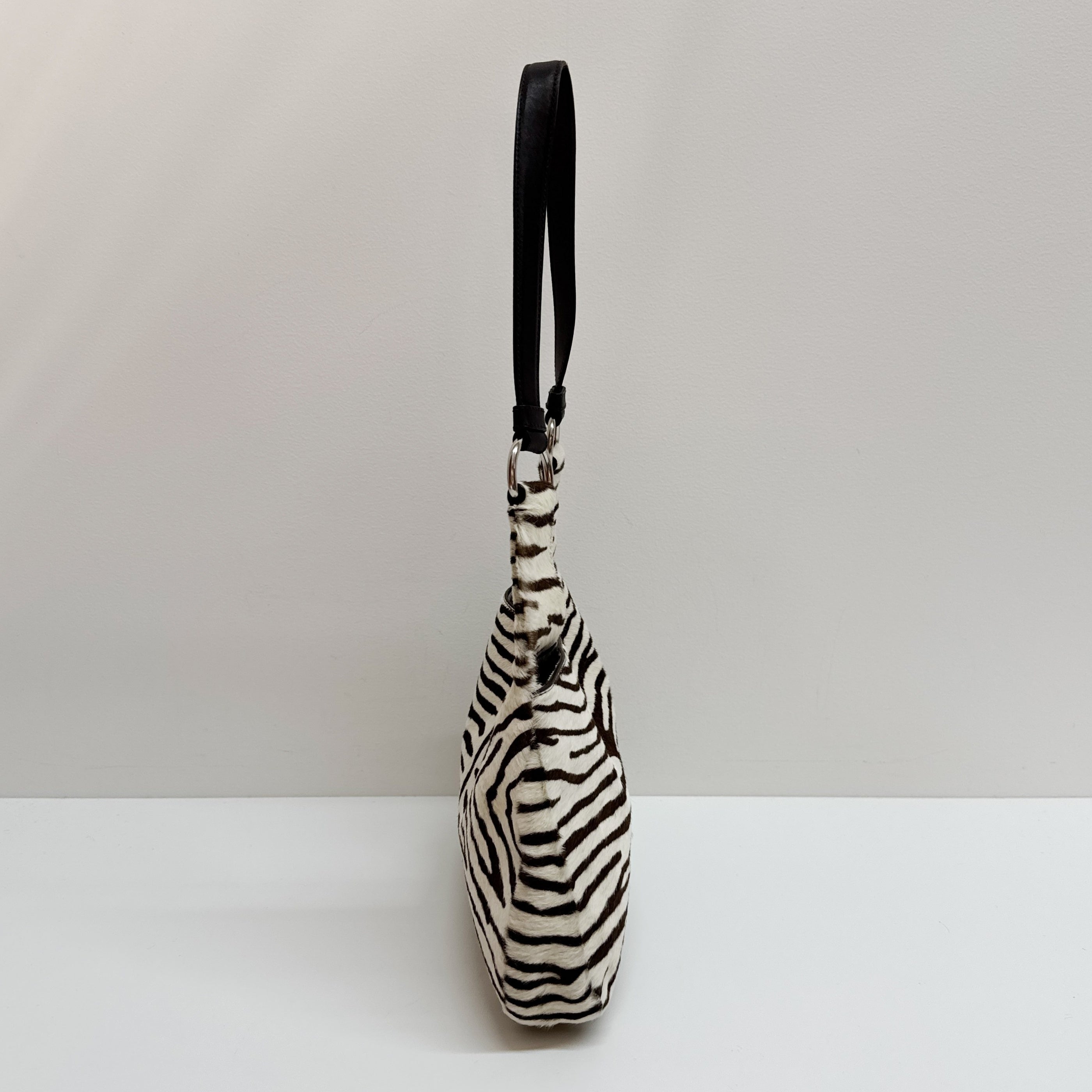 Zebra Print Pony Hair Shoulder Bag