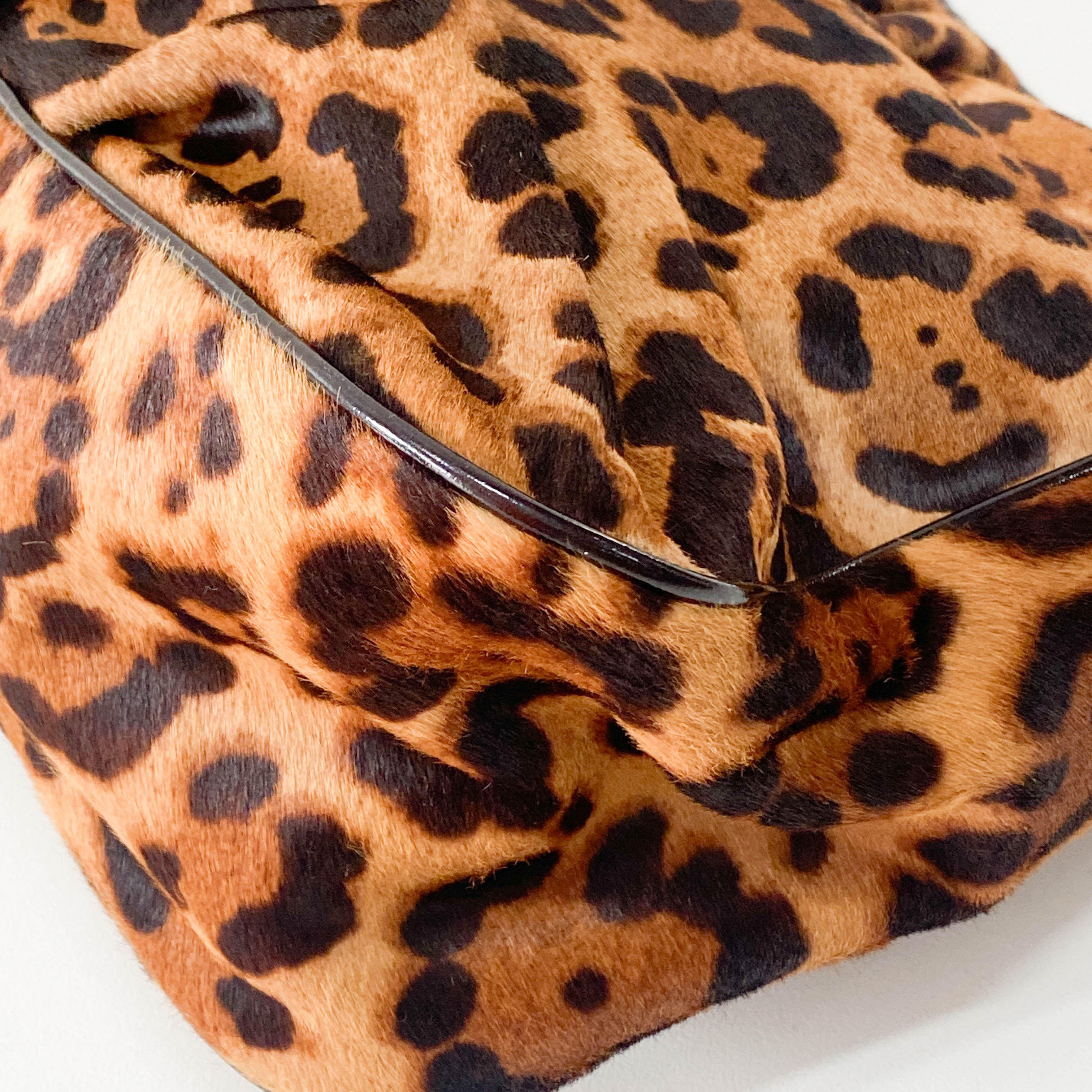 Mamma Baguette Leopard Print Pony Hair Shoulder Bag