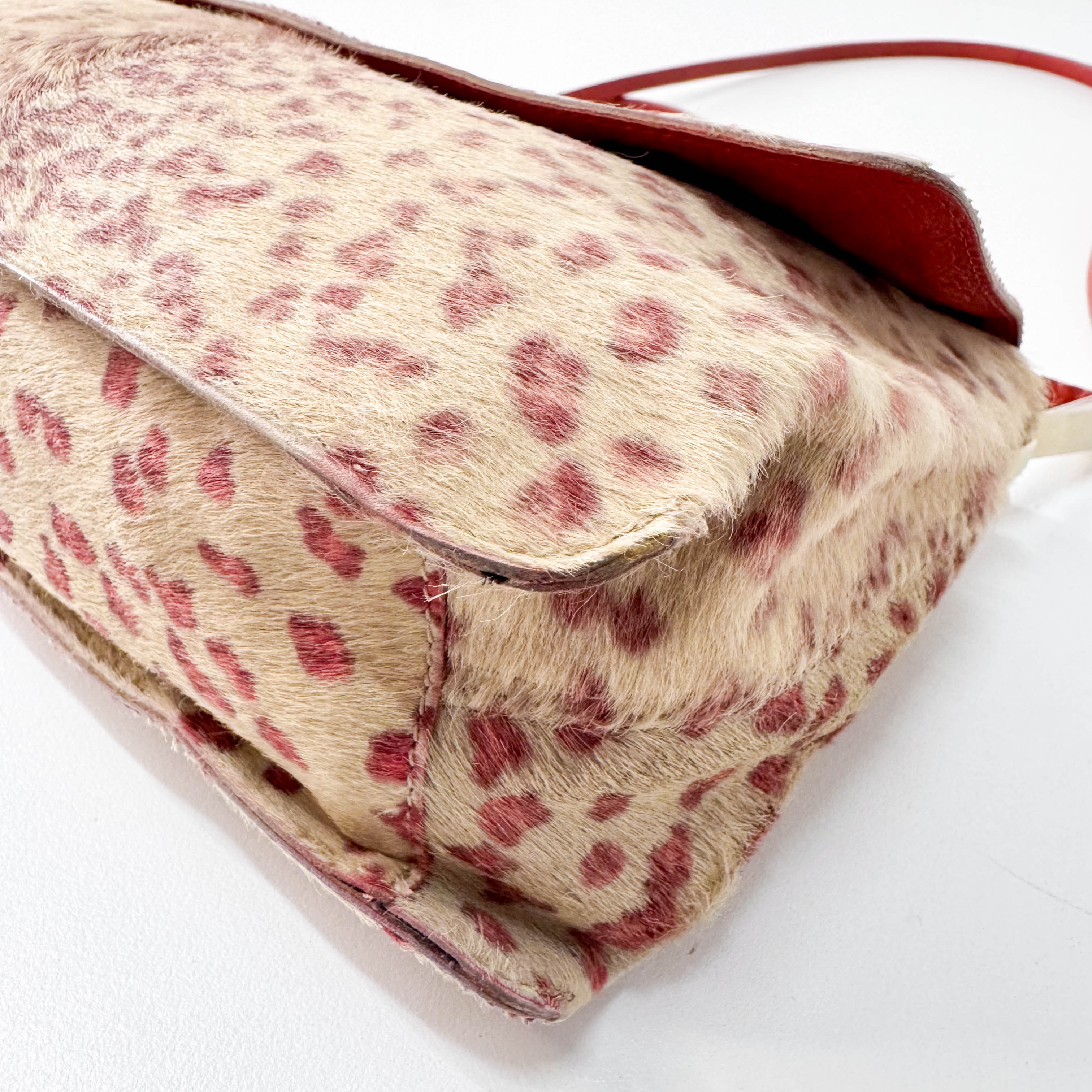 Pink Leopard Print Pony Hair Shoulder Bag