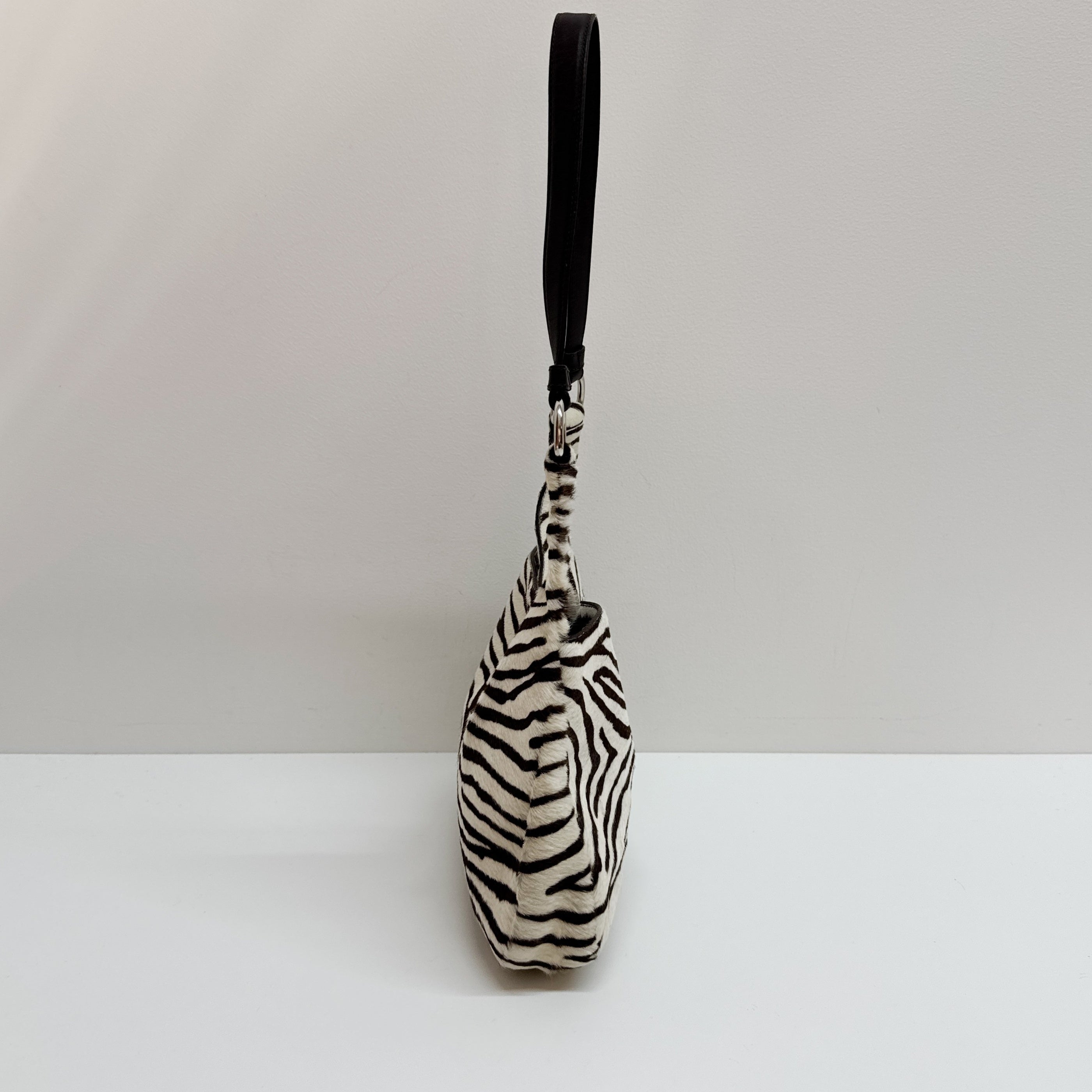 Zebra Print Pony Hair Shoulder Bag