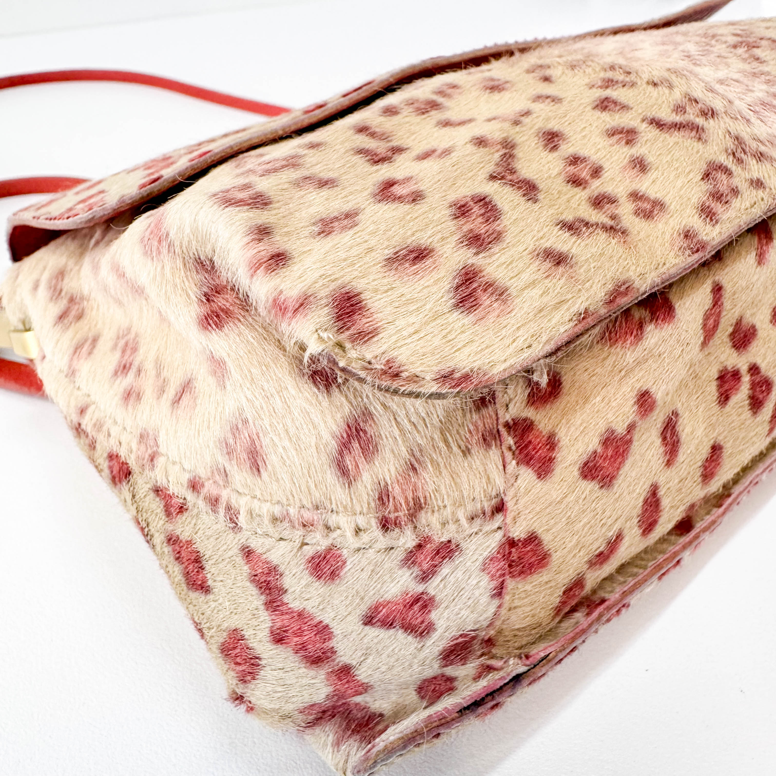 Pink Leopard Print Pony Hair Shoulder Bag