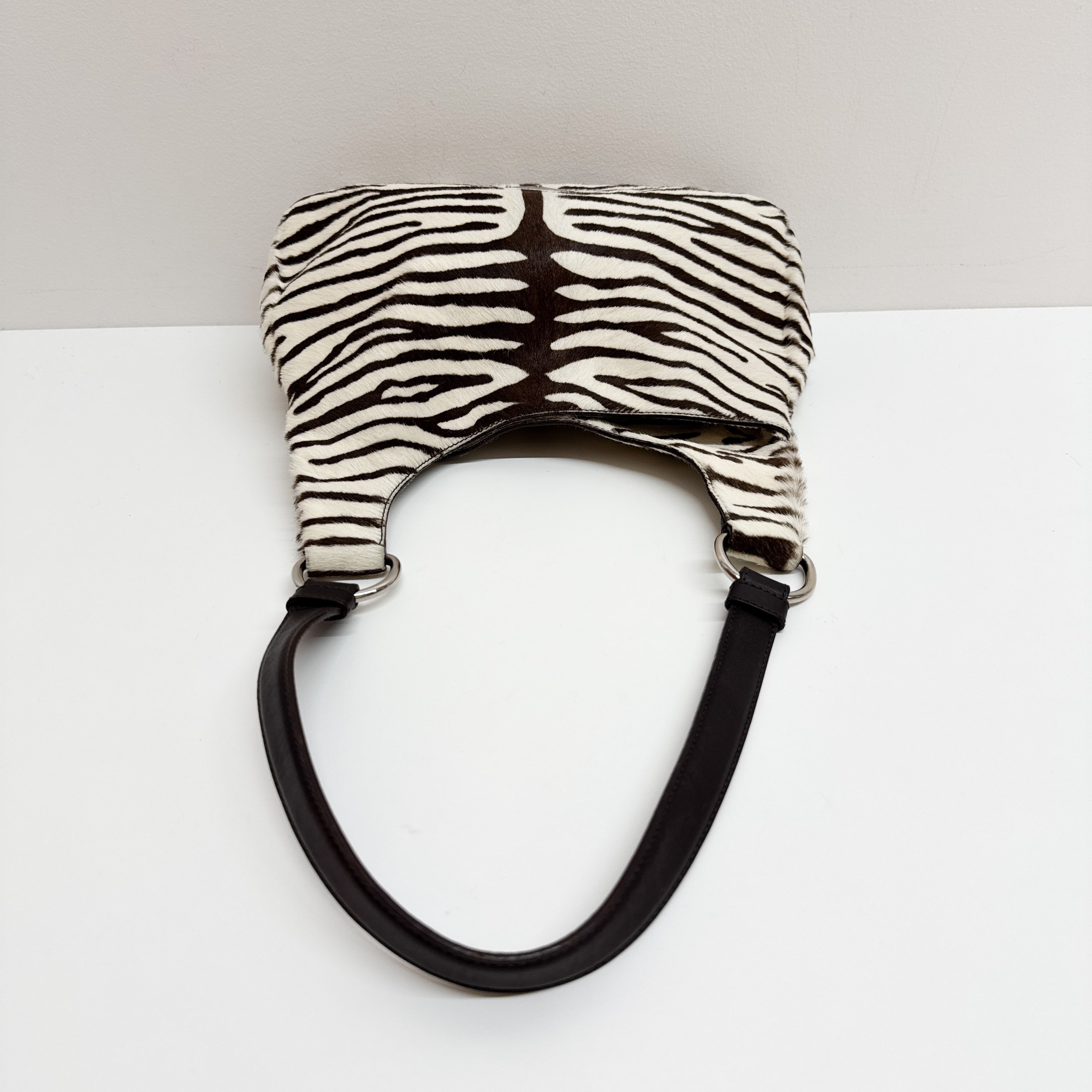 Zebra Print Pony Hair Shoulder Bag