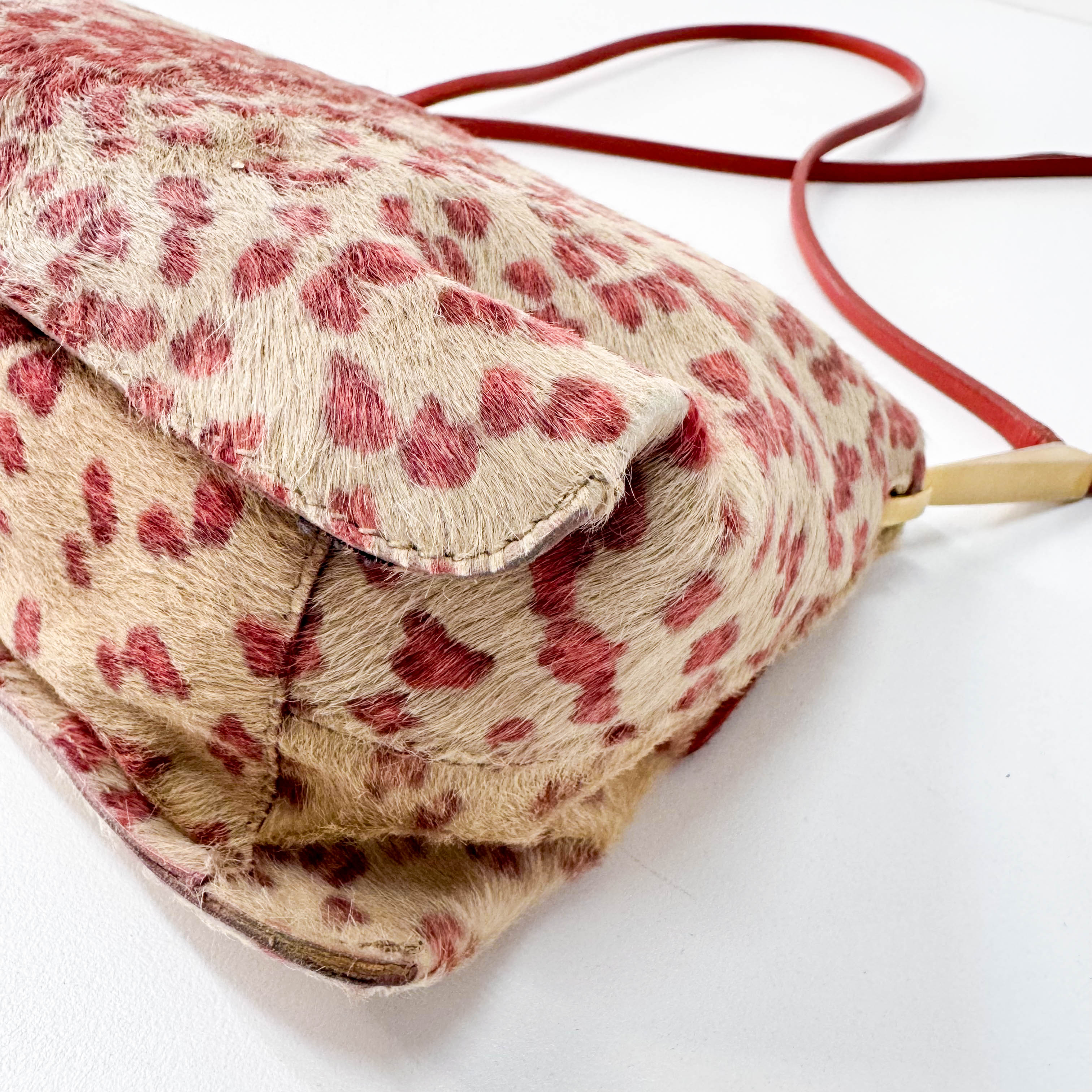 Pink Leopard Print Pony Hair Shoulder Bag