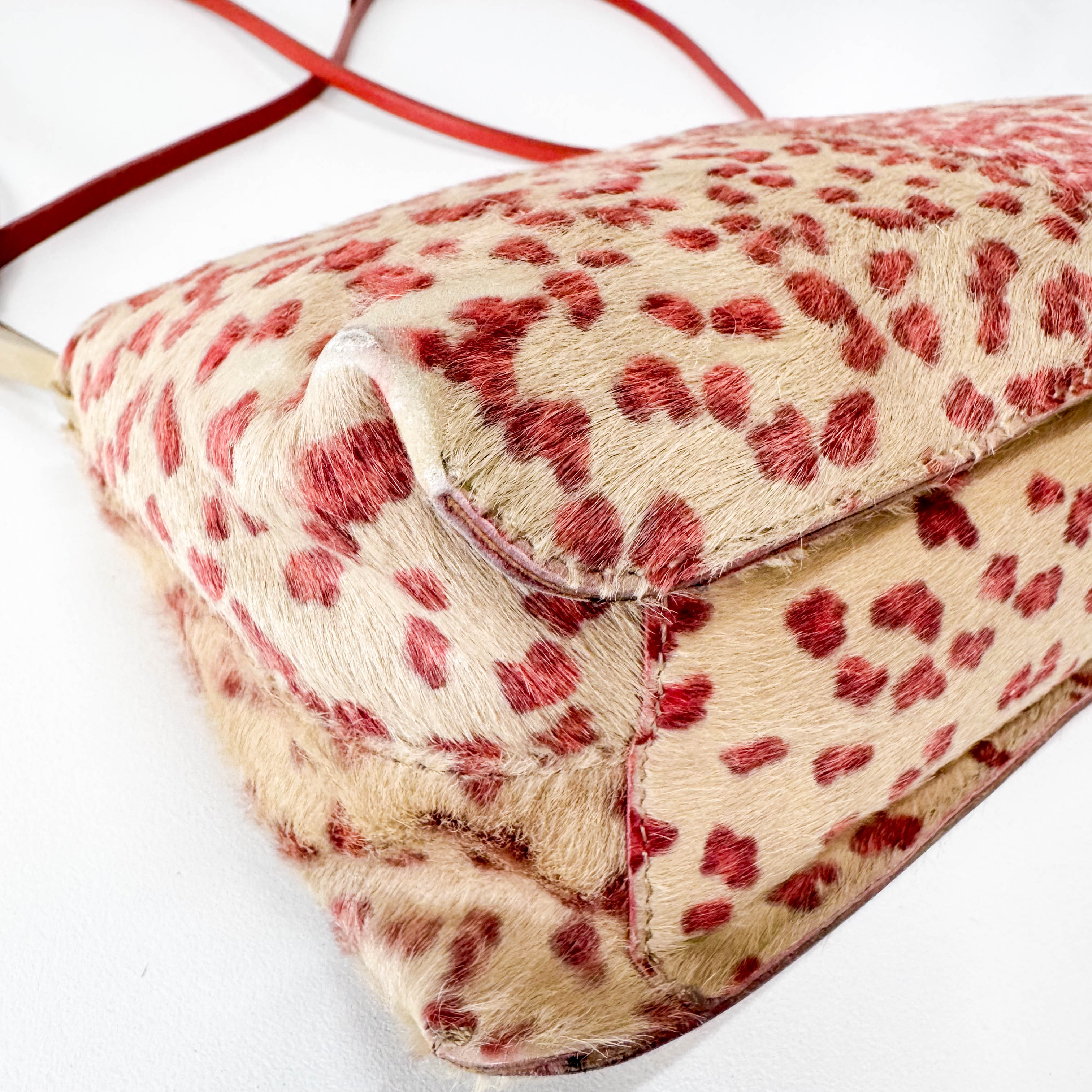 Pink Leopard Print Pony Hair Shoulder Bag