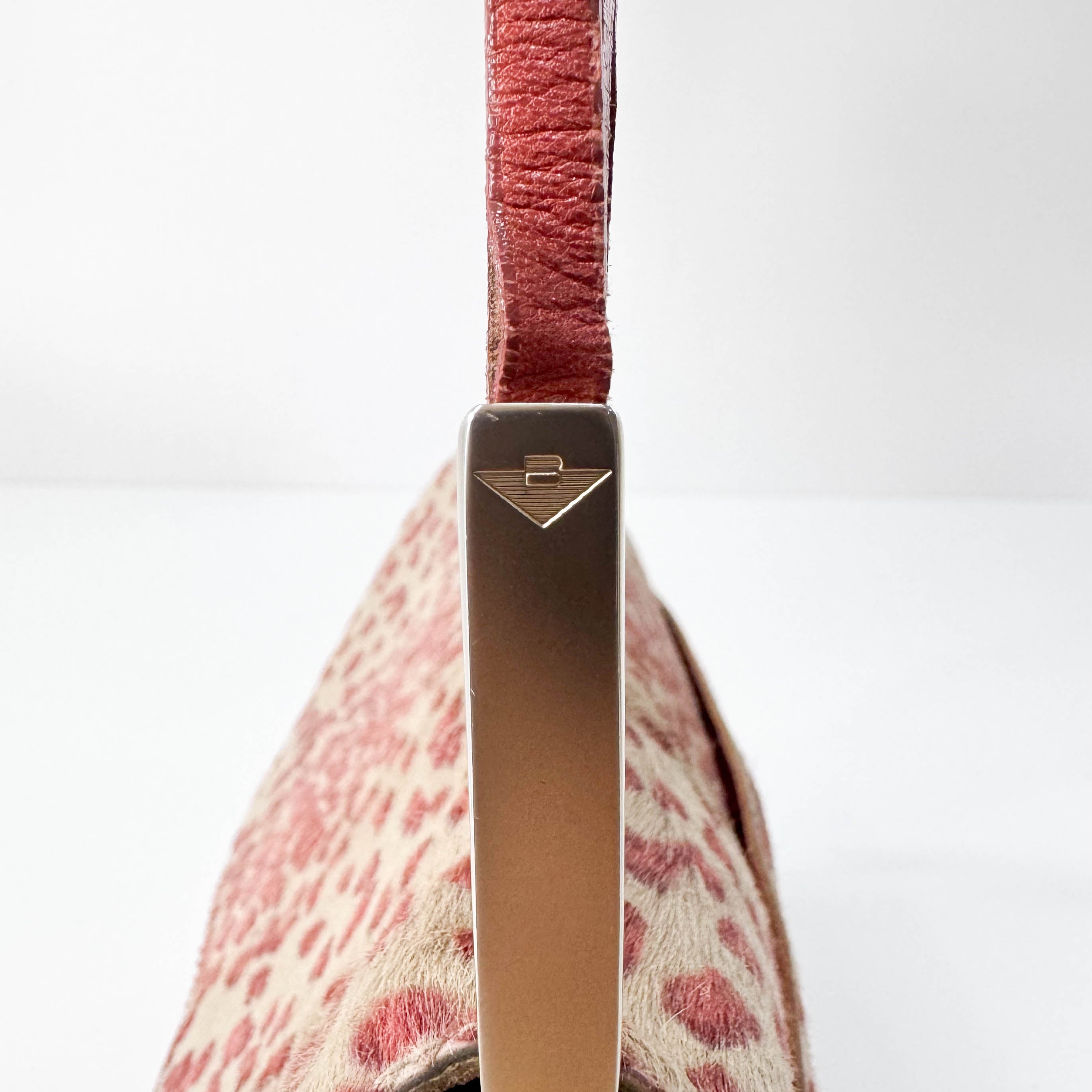 Pink Leopard Print Pony Hair Shoulder Bag