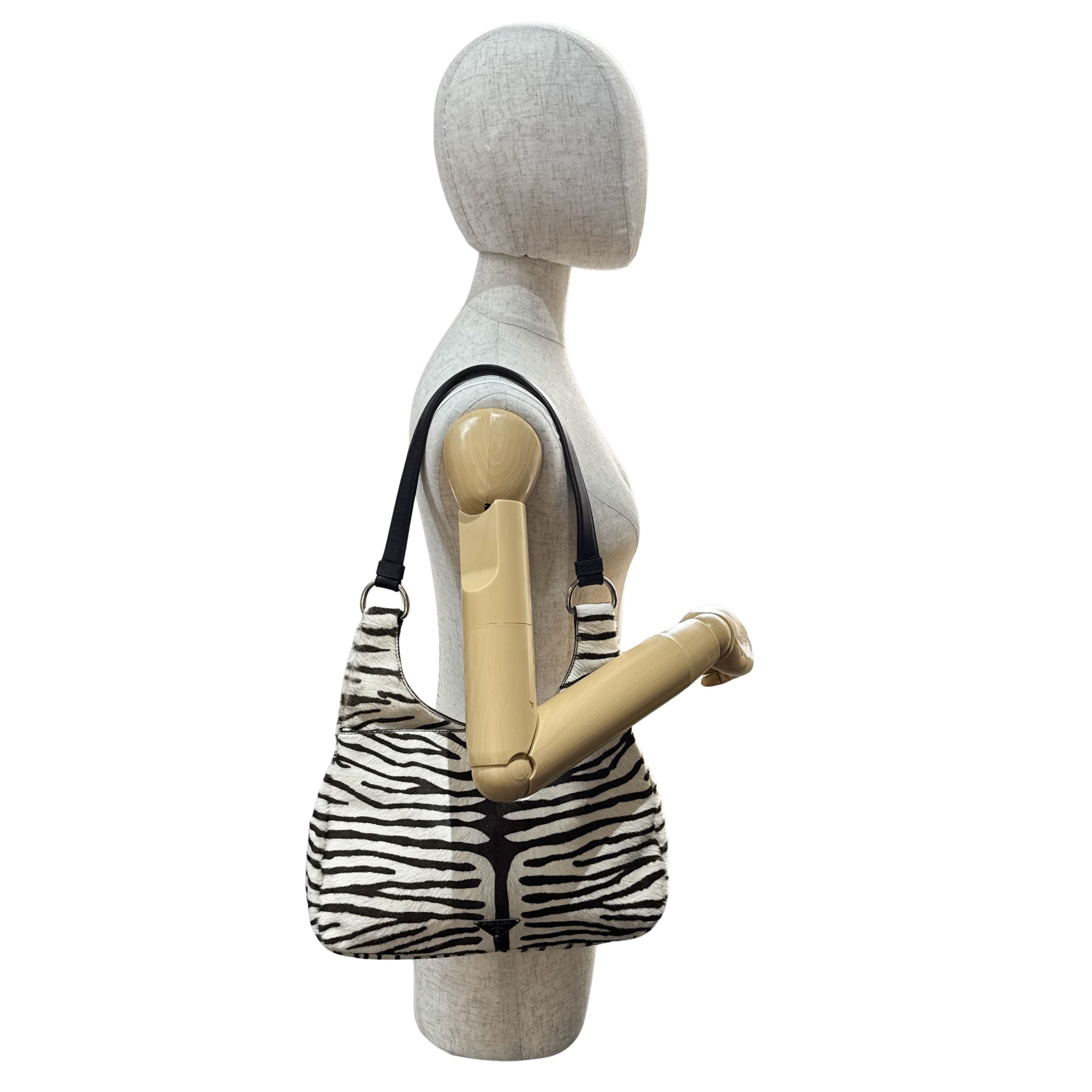 Zebra Print Pony Hair Shoulder Bag