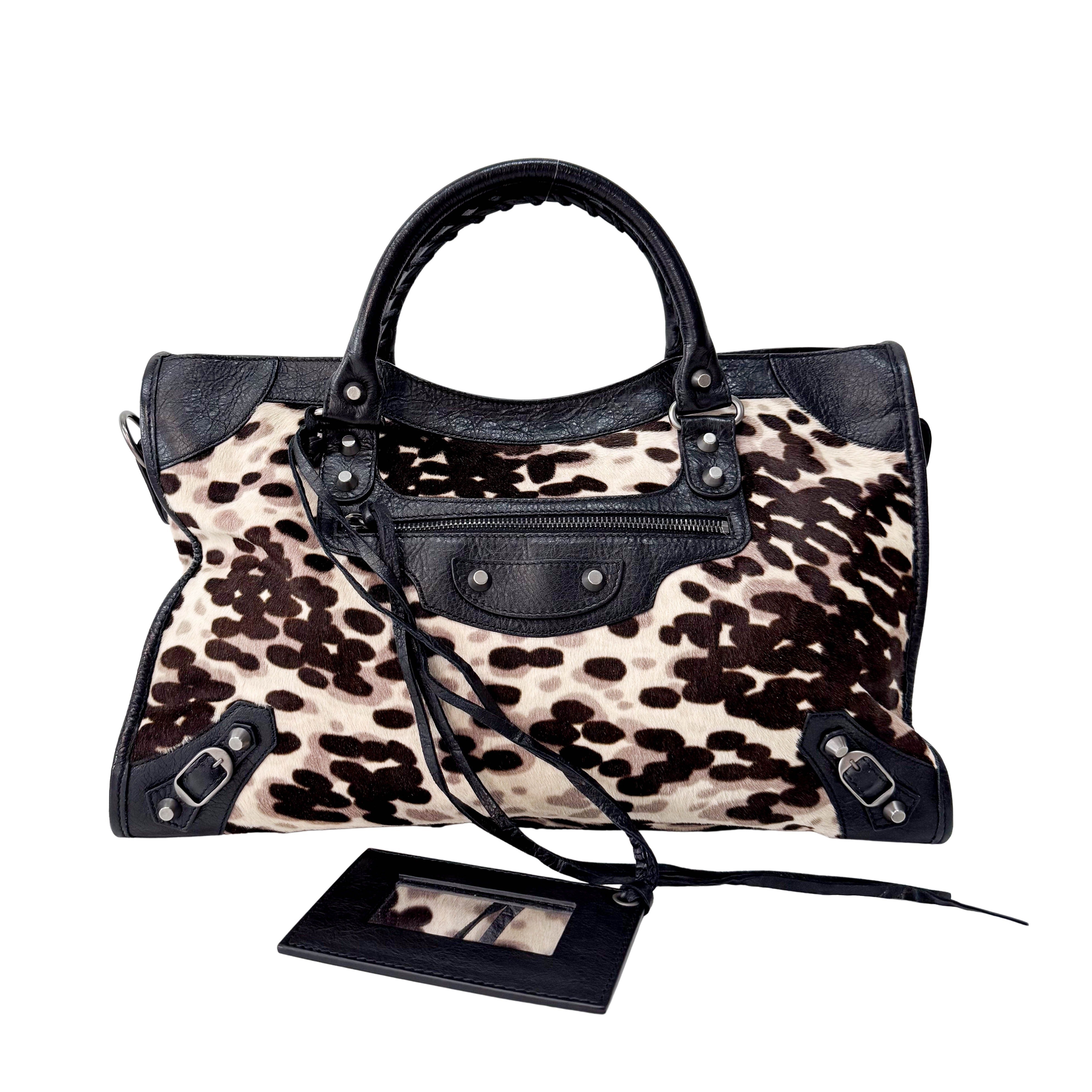 City Pony Hair Leopard Print Handbag