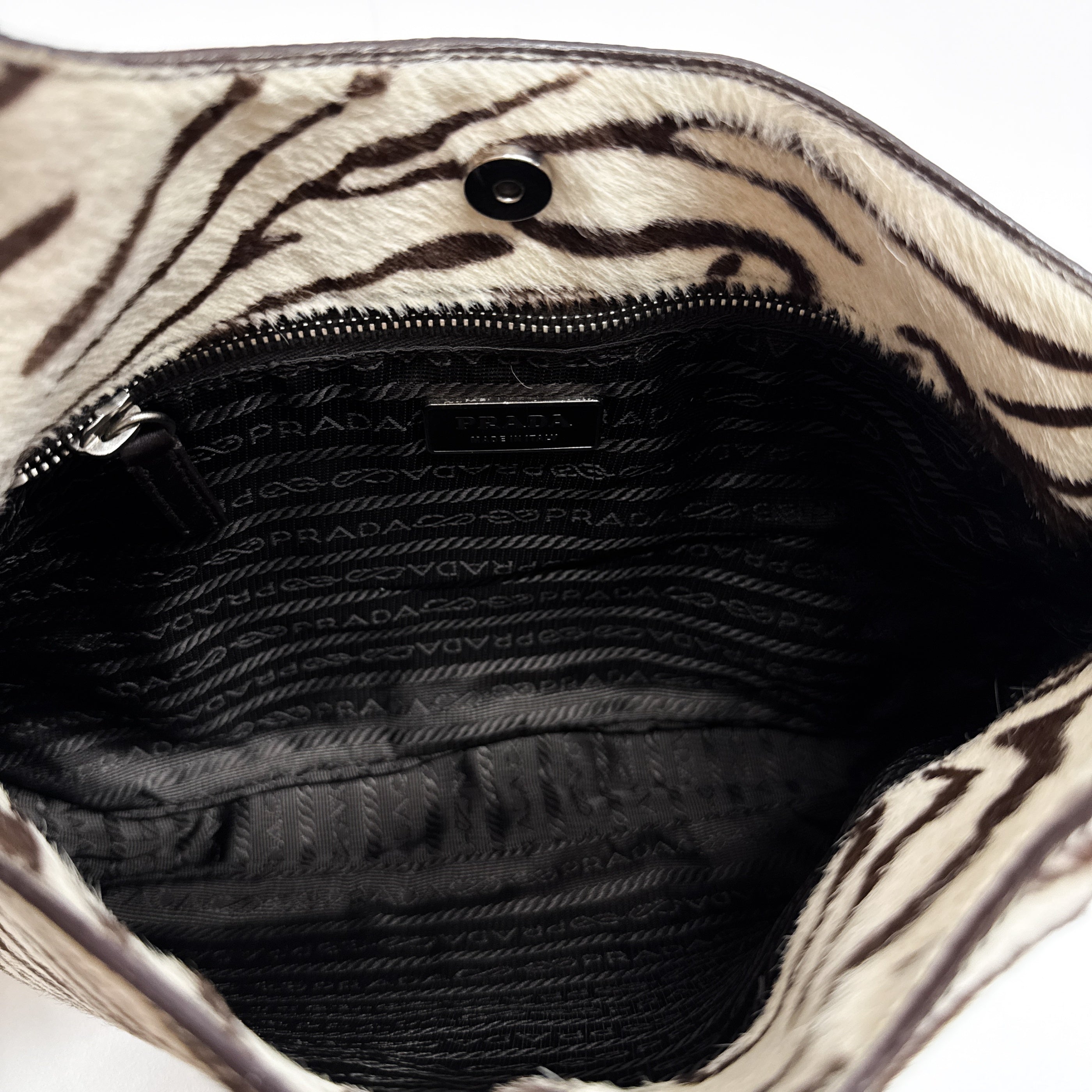 Zebra Print Pony Hair Shoulder Bag