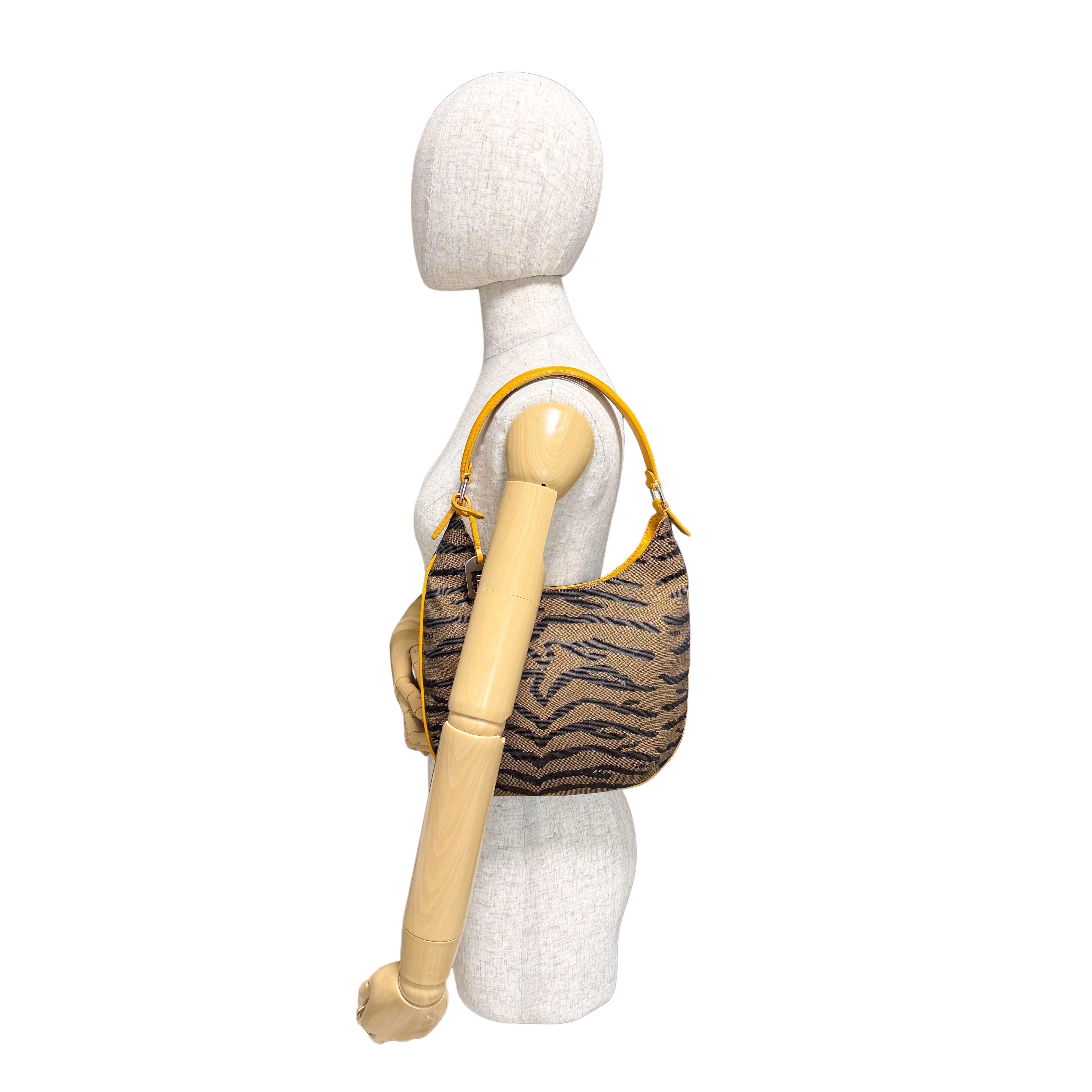 Zebra Print Canvas Hobo Shoulder Bag