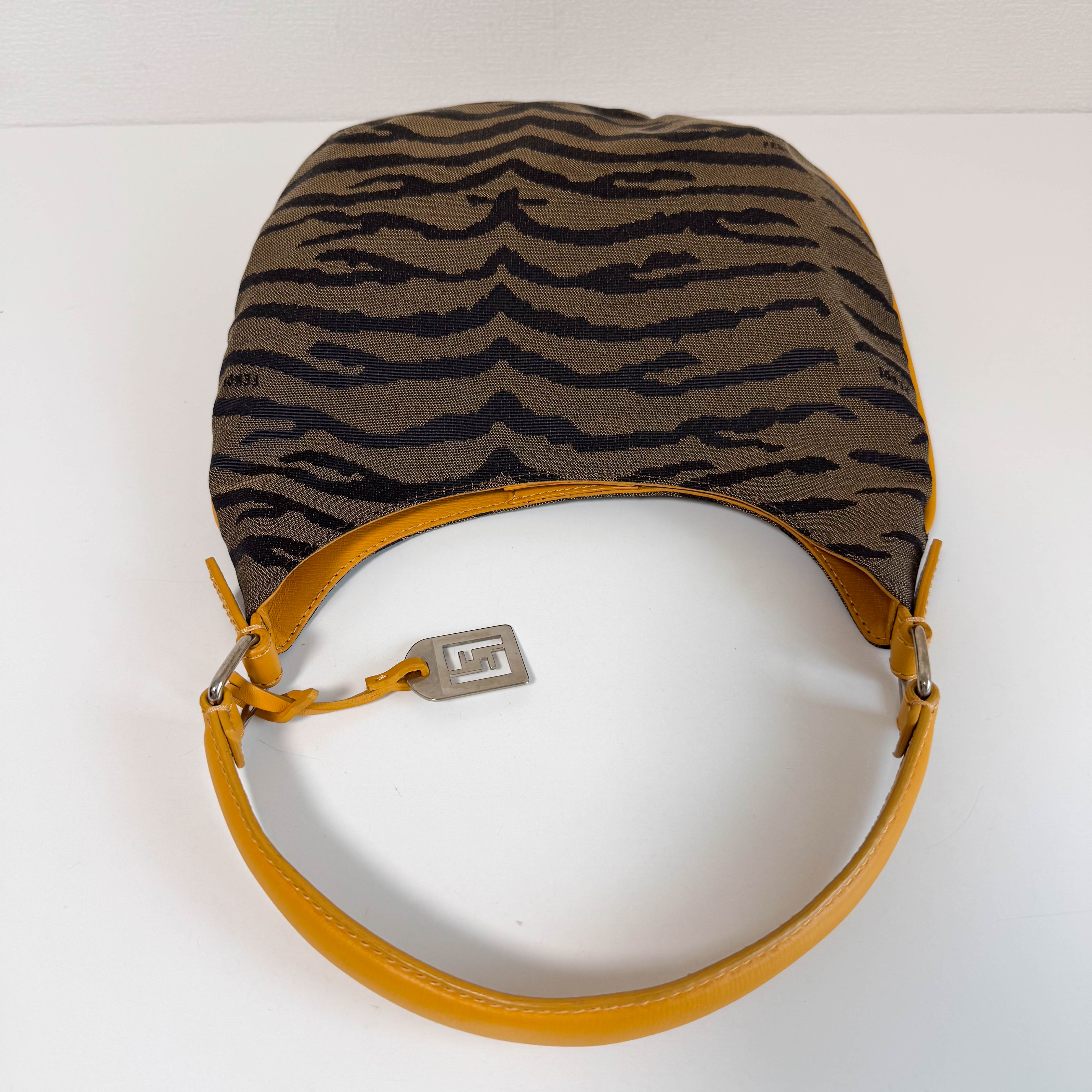Zebra Print Canvas Hobo Shoulder Bag