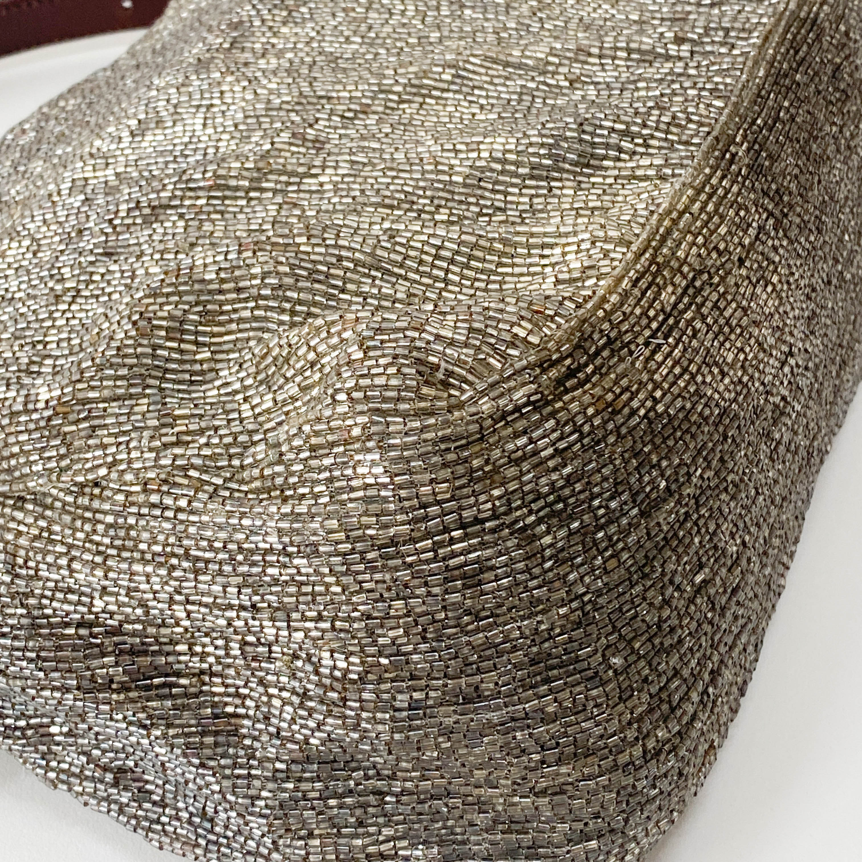 Mamma Baguette Brown Beaded Handbag