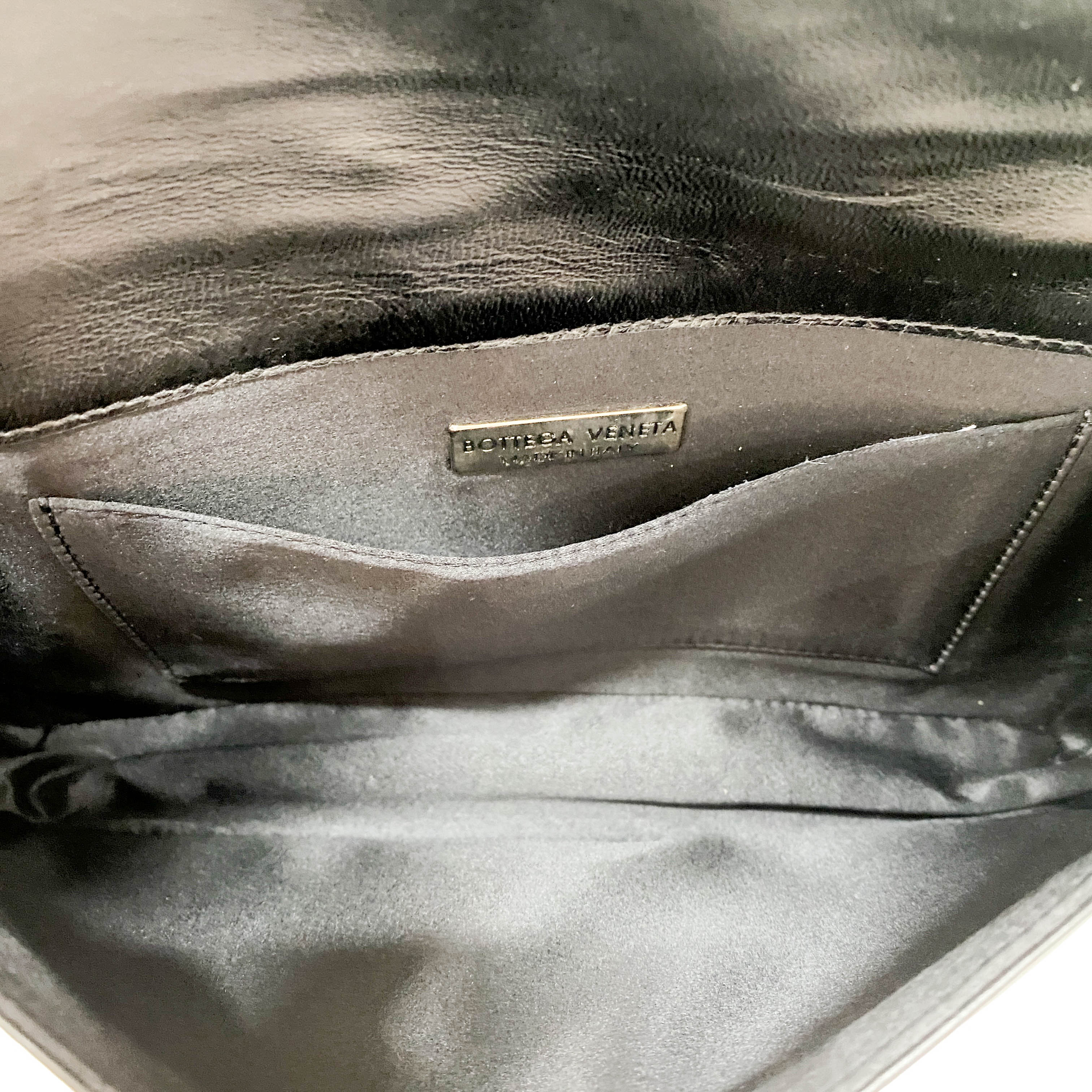 Black Leather Embroided Squares Shoulder Bag