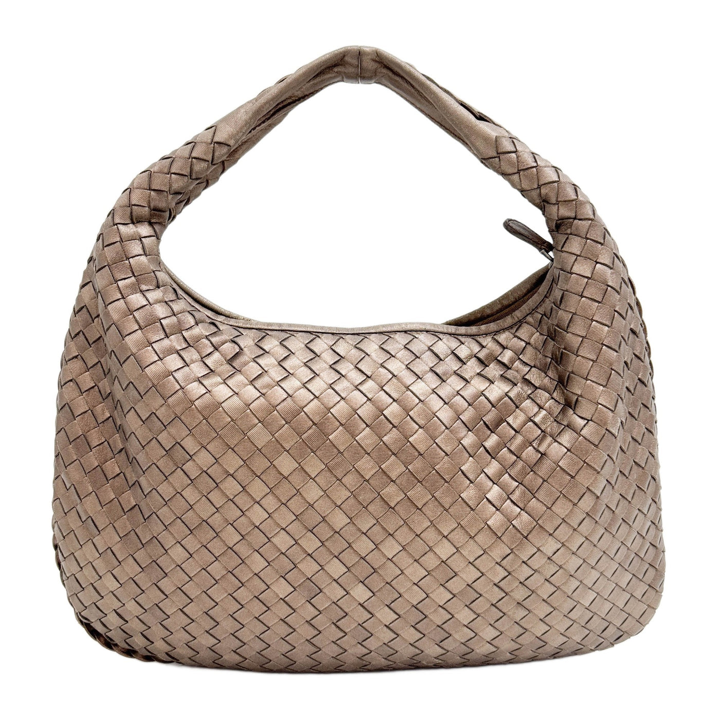 Veneta Intrecciato Metallic Gold Leather Shoulder Bag