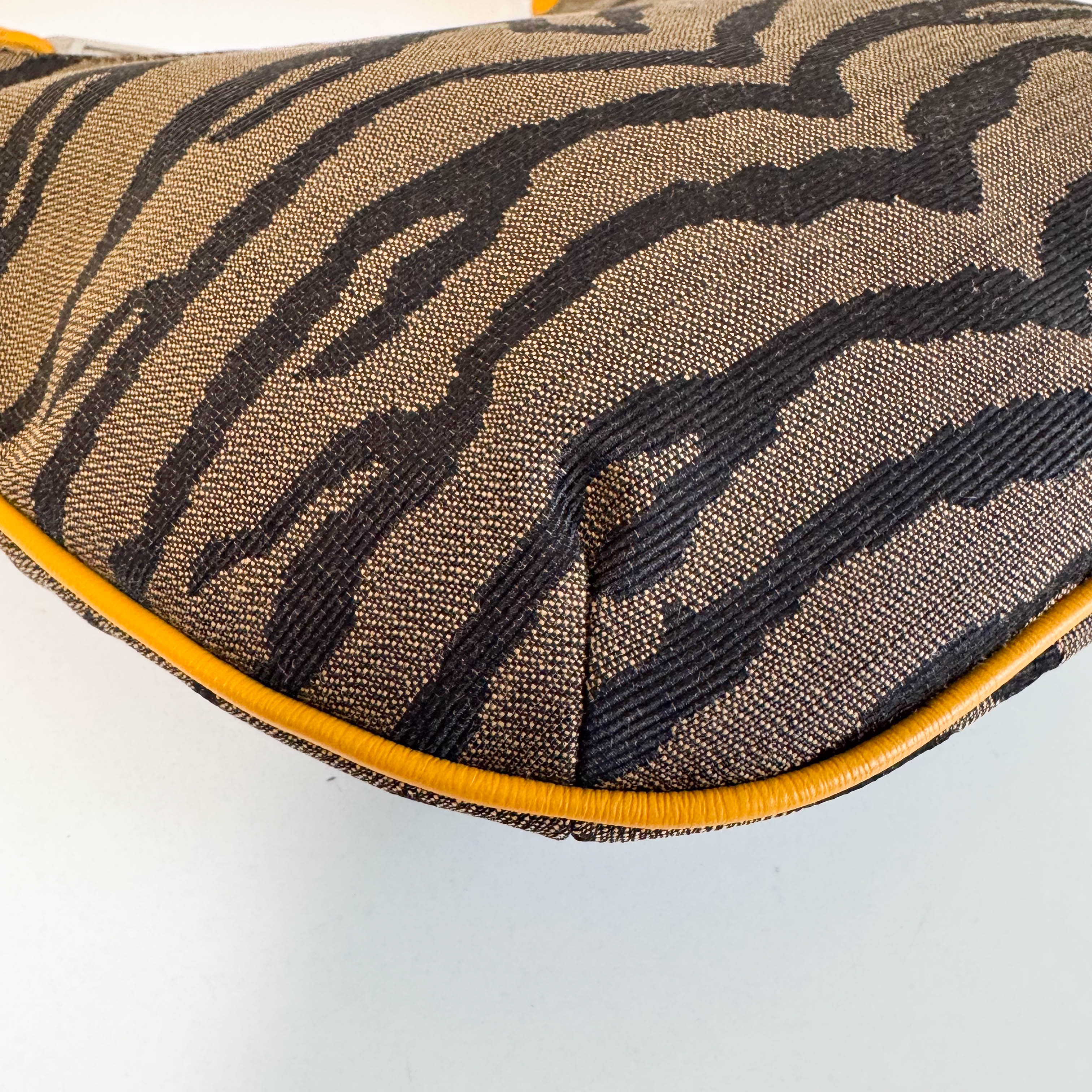 Zebra Print Canvas Hobo Shoulder Bag