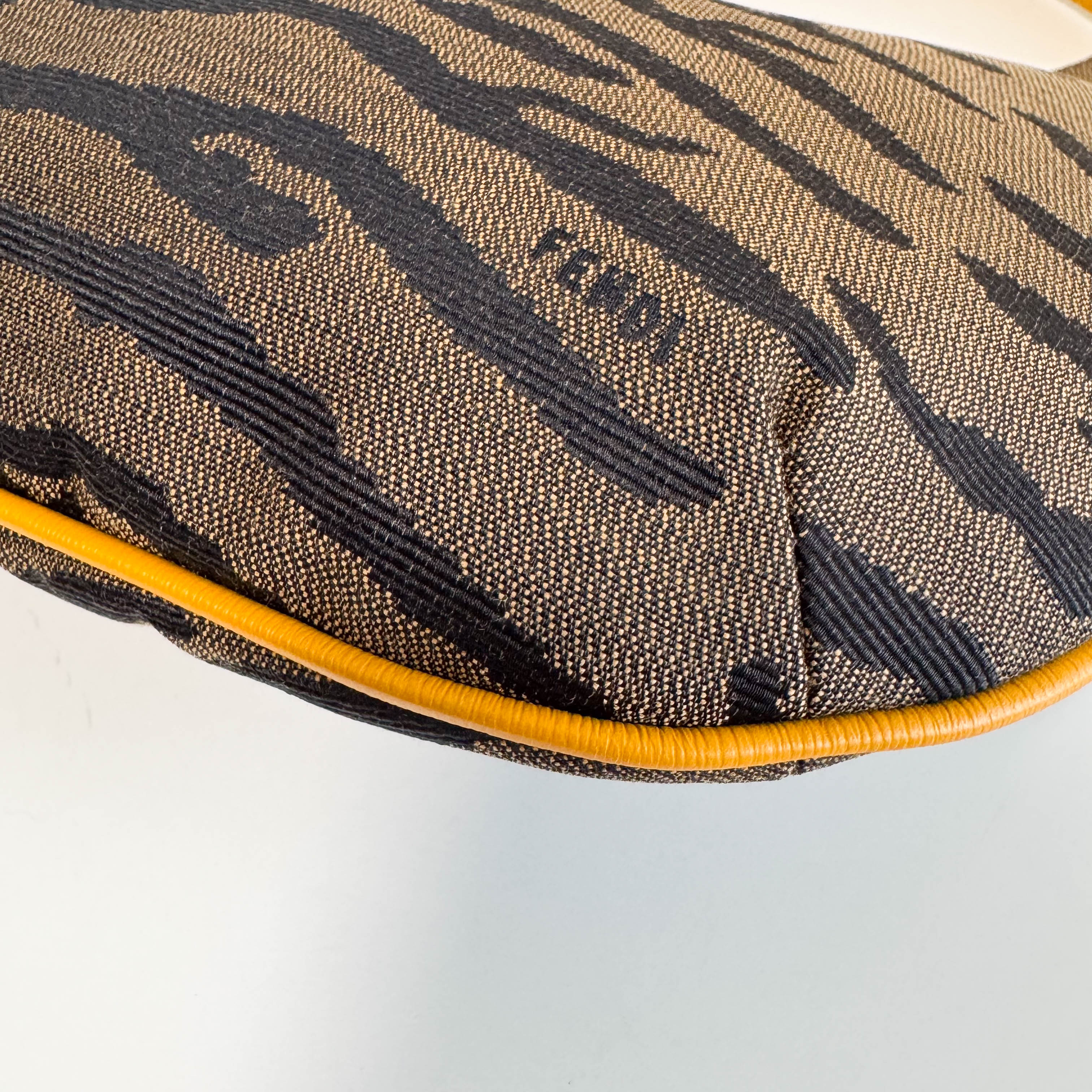 Zebra Print Canvas Hobo Shoulder Bag