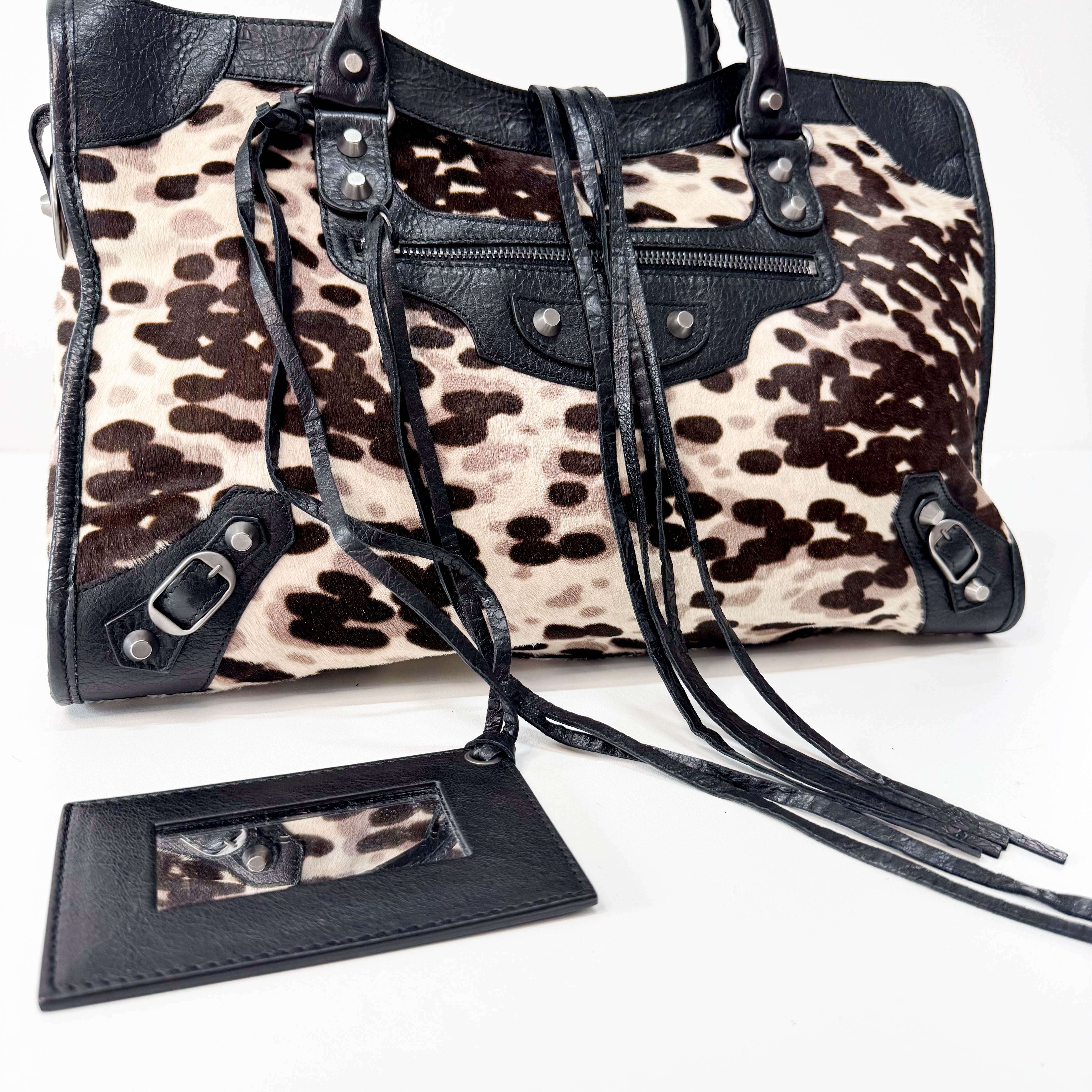 City Pony Hair Leopard Print Handbag