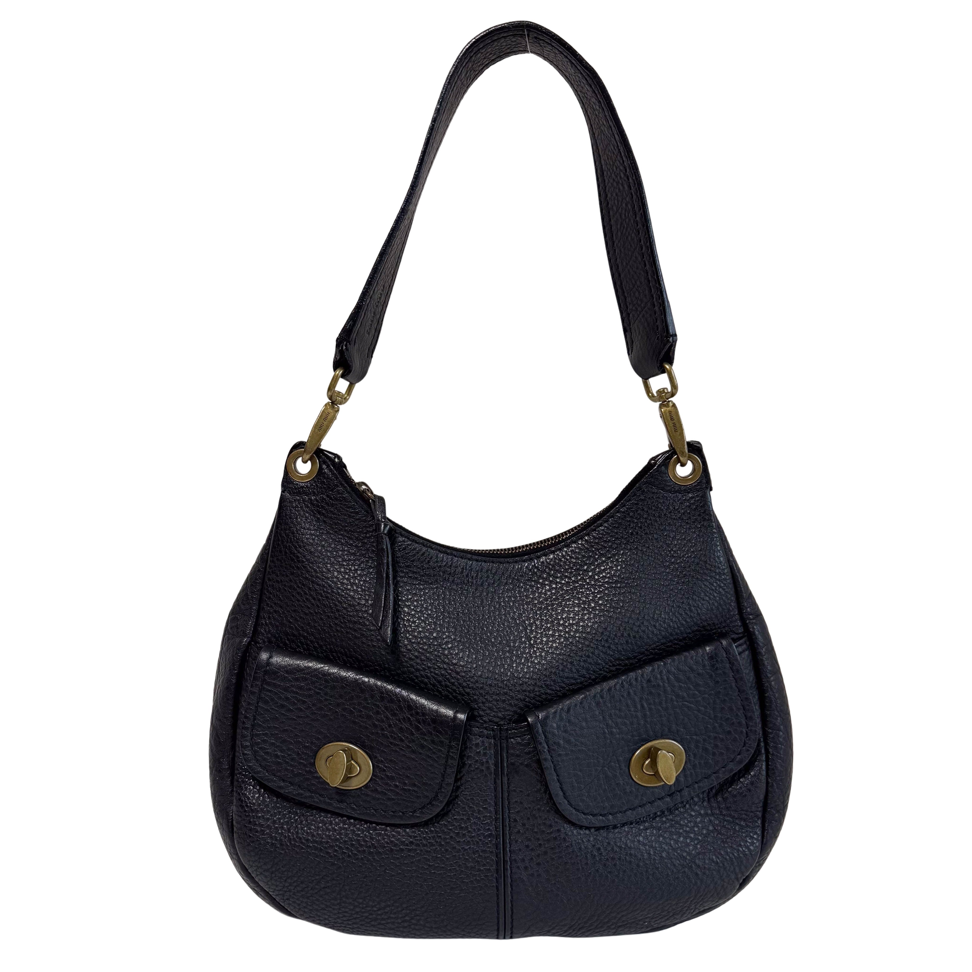 Archive Black Leather Hobo Shoulder Bag