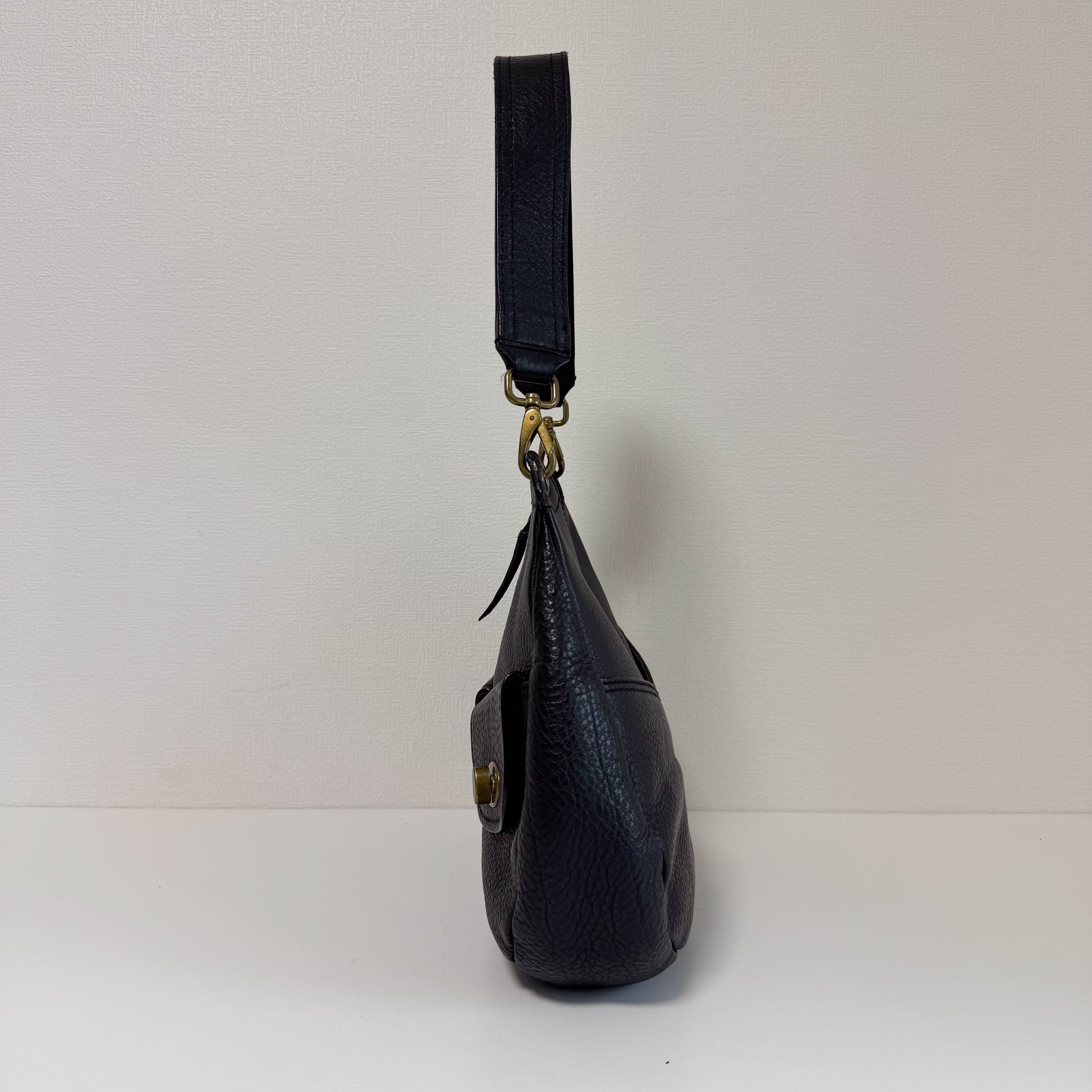 Archive Black Leather Hobo Shoulder Bag