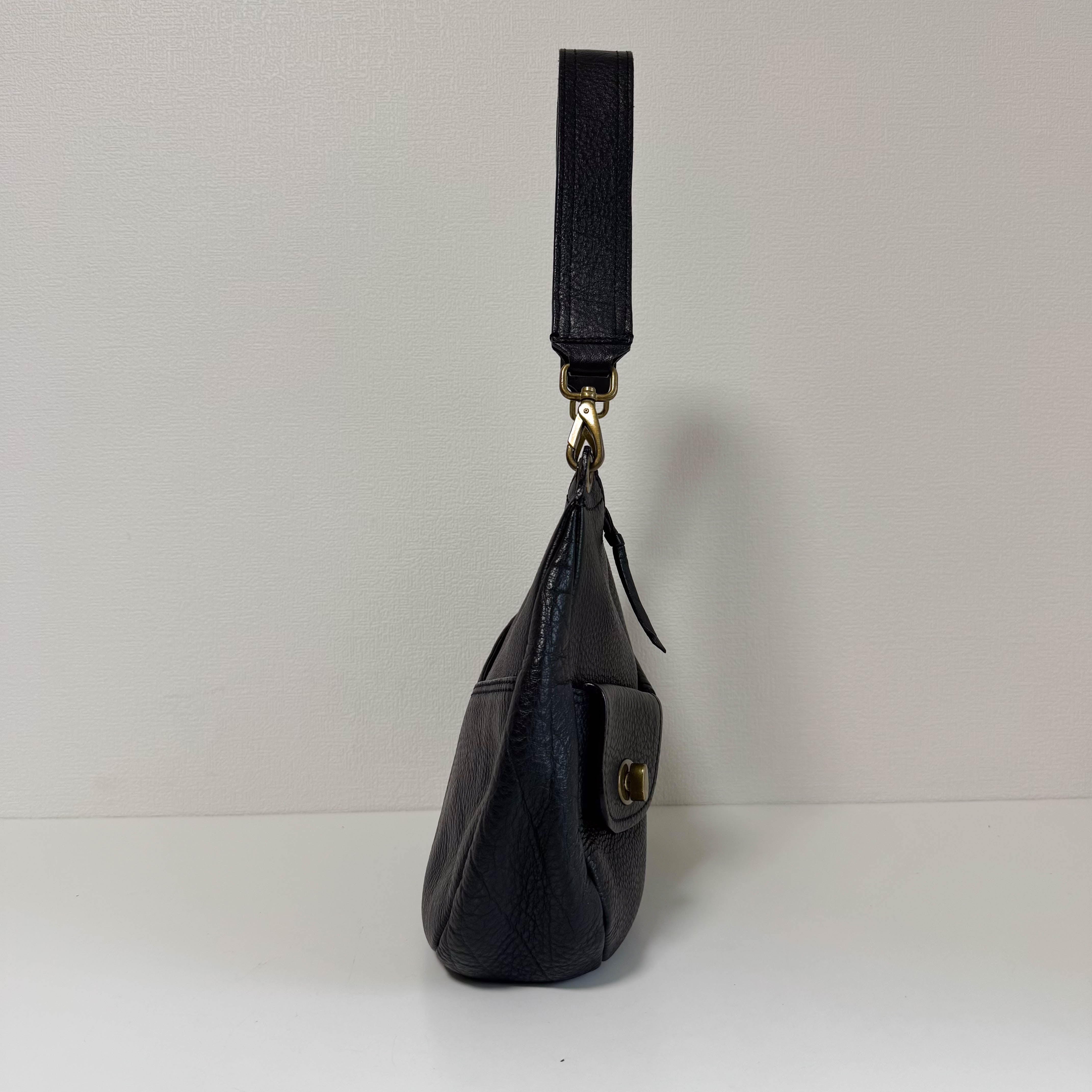 Archive Black Leather Hobo Shoulder Bag