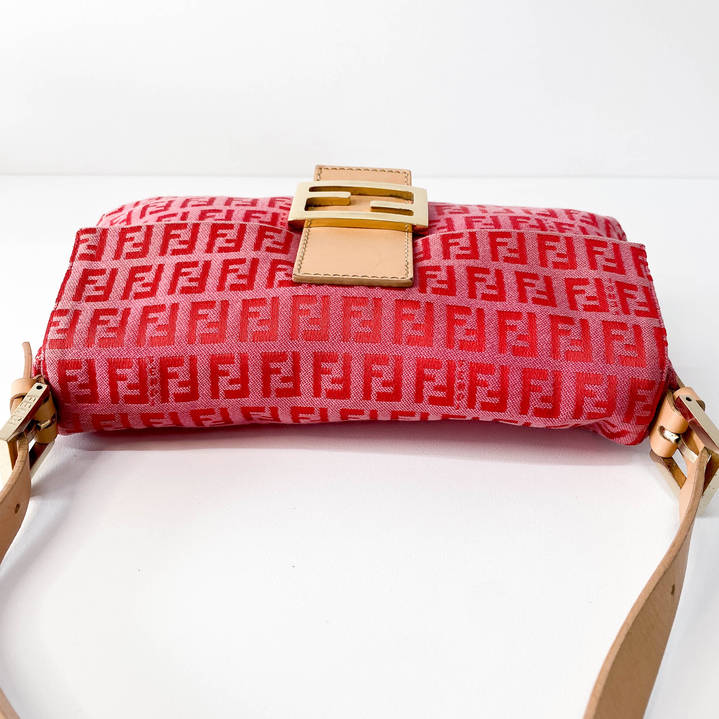 Baguette Pink Zucca Canvas Shoulder Bag