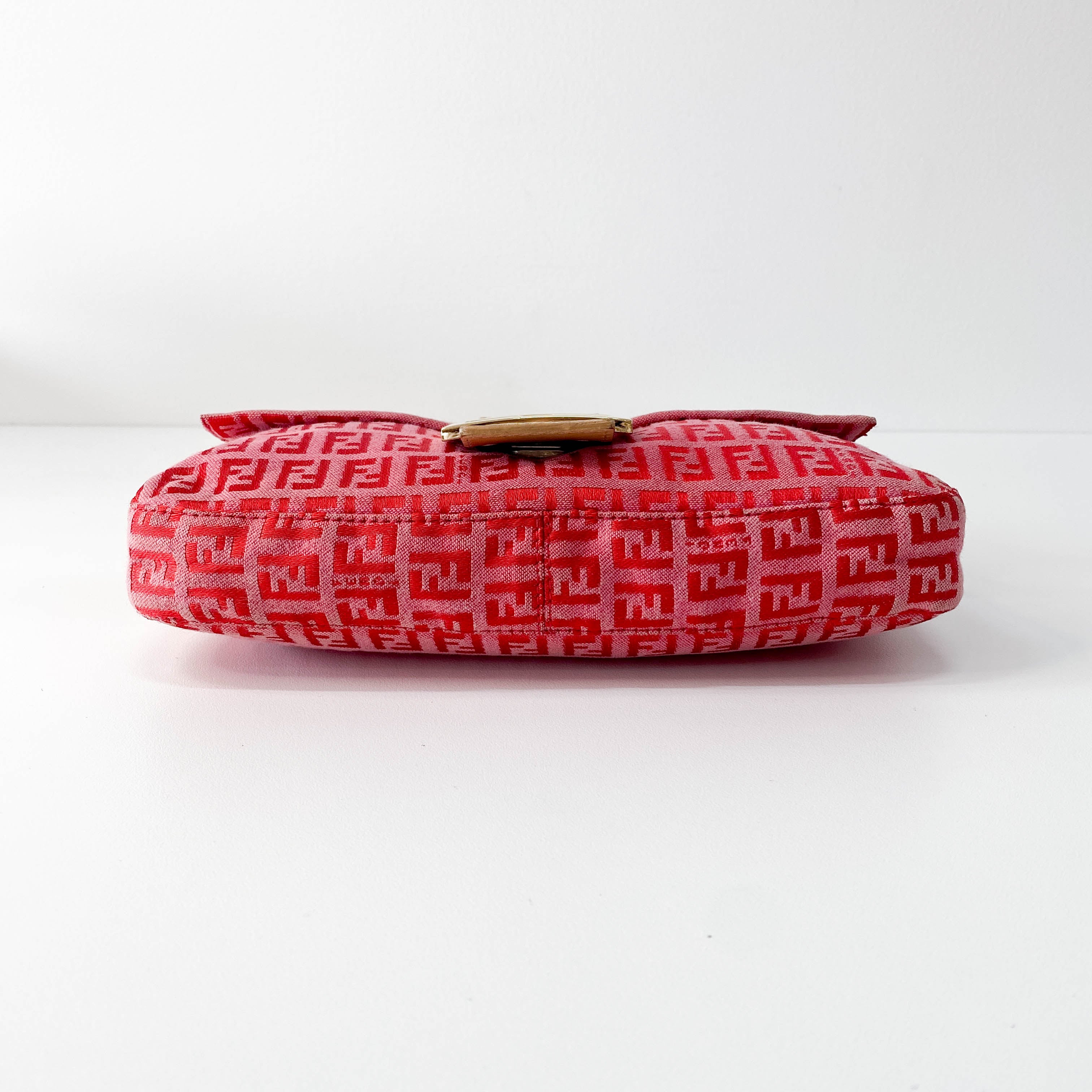 Baguette Pink Zucca Canvas Shoulder Bag