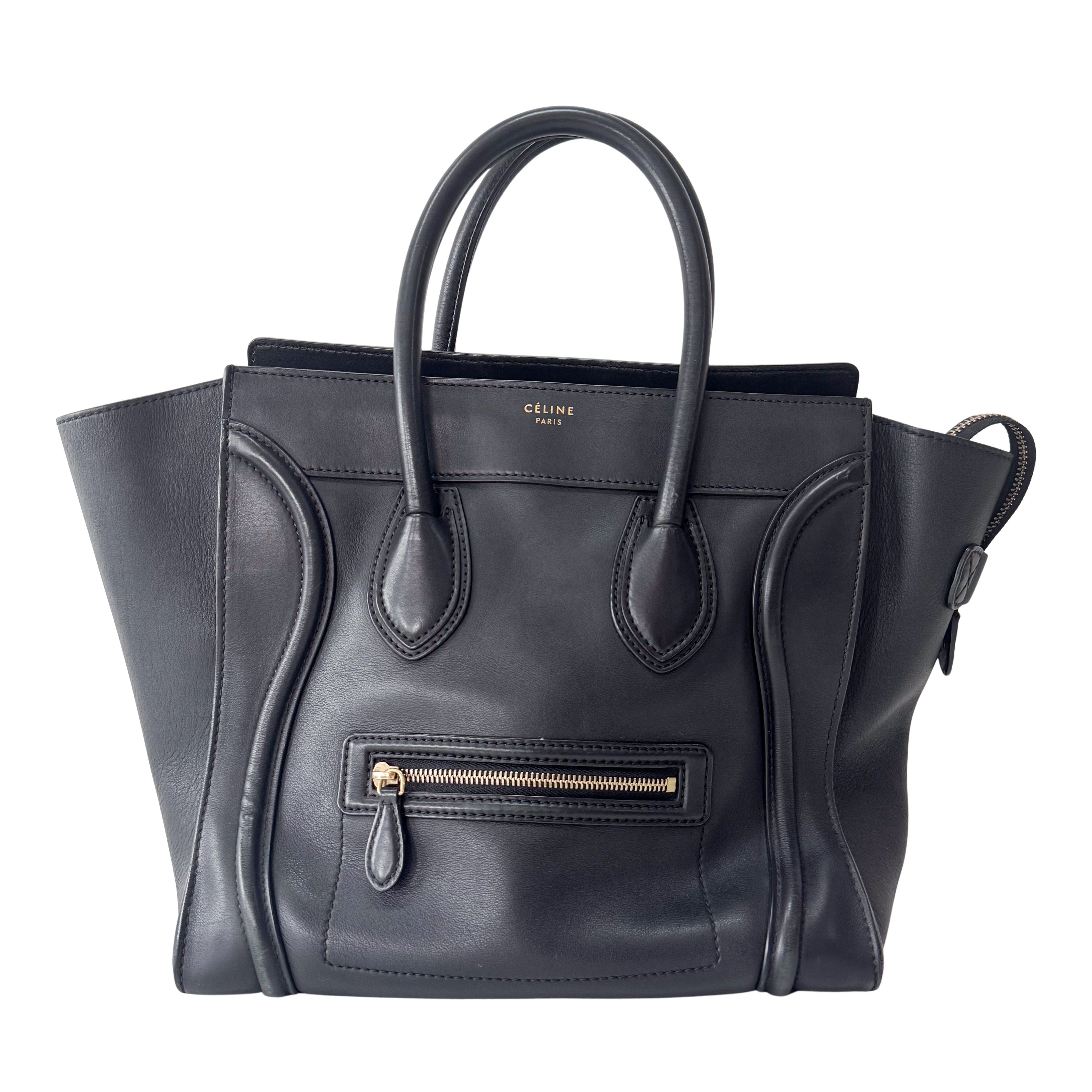 Luggage Black Leather Tote Bag