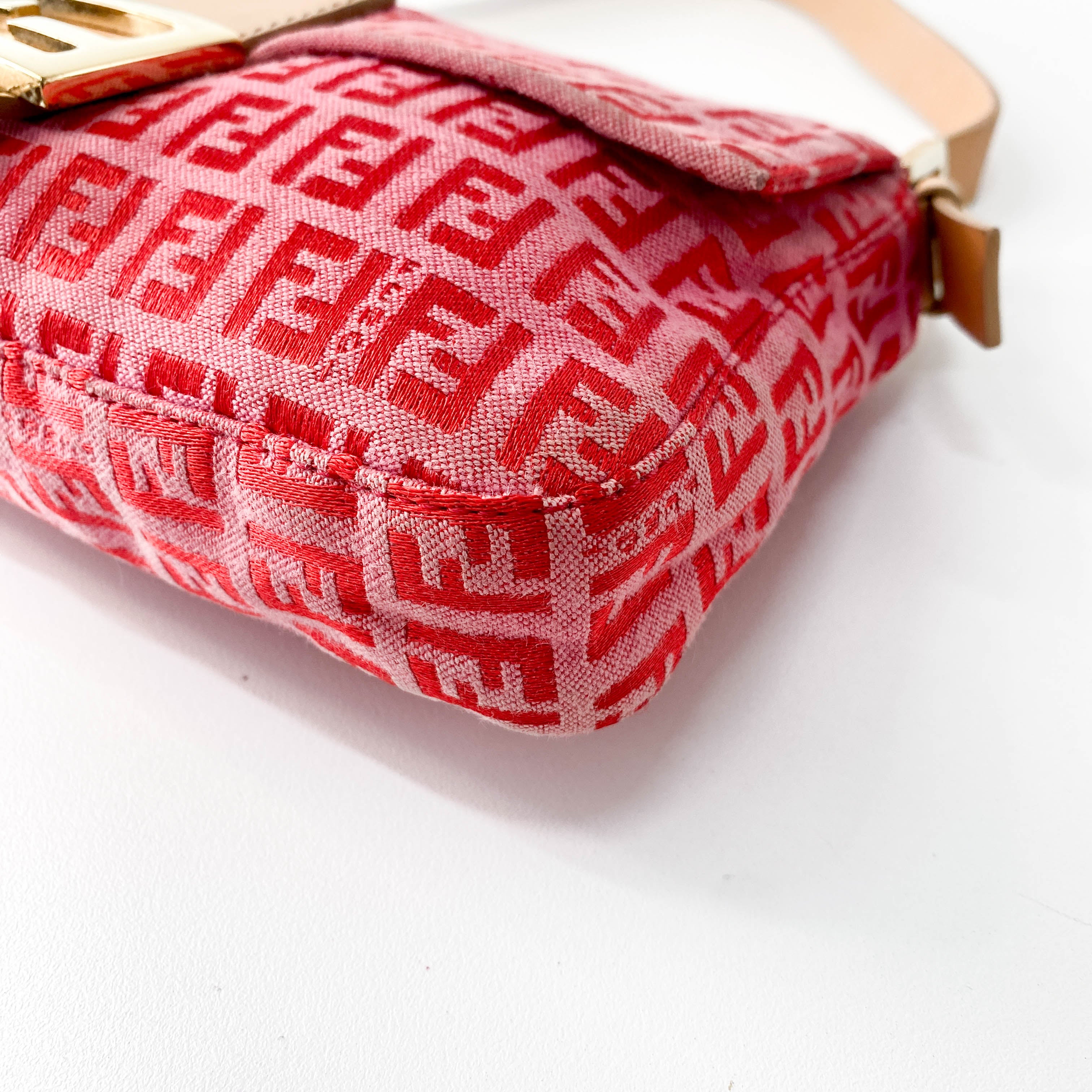 Baguette Pink Zucca Canvas Shoulder Bag